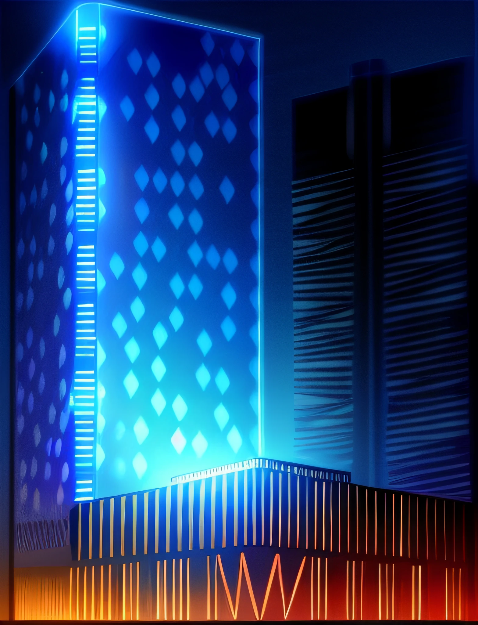 Cyberpunk A futuristic cityscape,The background is at night,Bright lights and bright moon