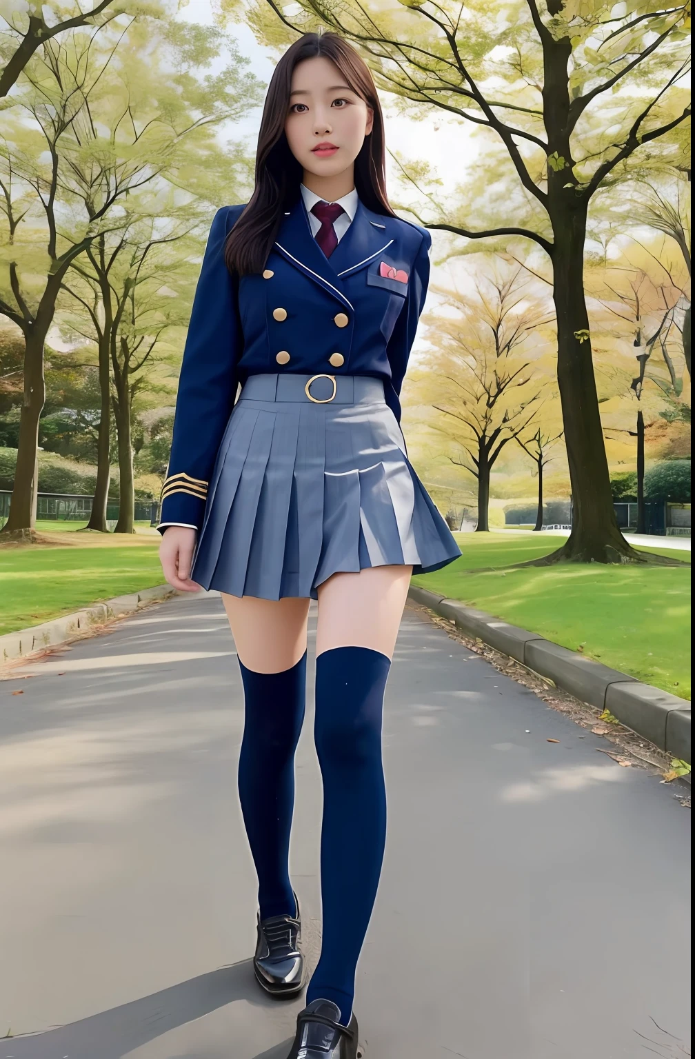 Close up portrait of woman walking in park in uniform、Japan Person Model、Young Sensual Gravure Idol、Young cute gravure idol、Realistic Young Gravure Idol、Realistic sensual gravure idol、Young gravure idols、sophisticated gravure idol、奈良美智、Young skinny gravure idol、beautifull asian girl ever、oppai、full body Esbian、clong legs、Flip up the skirt yourself、Show your pants