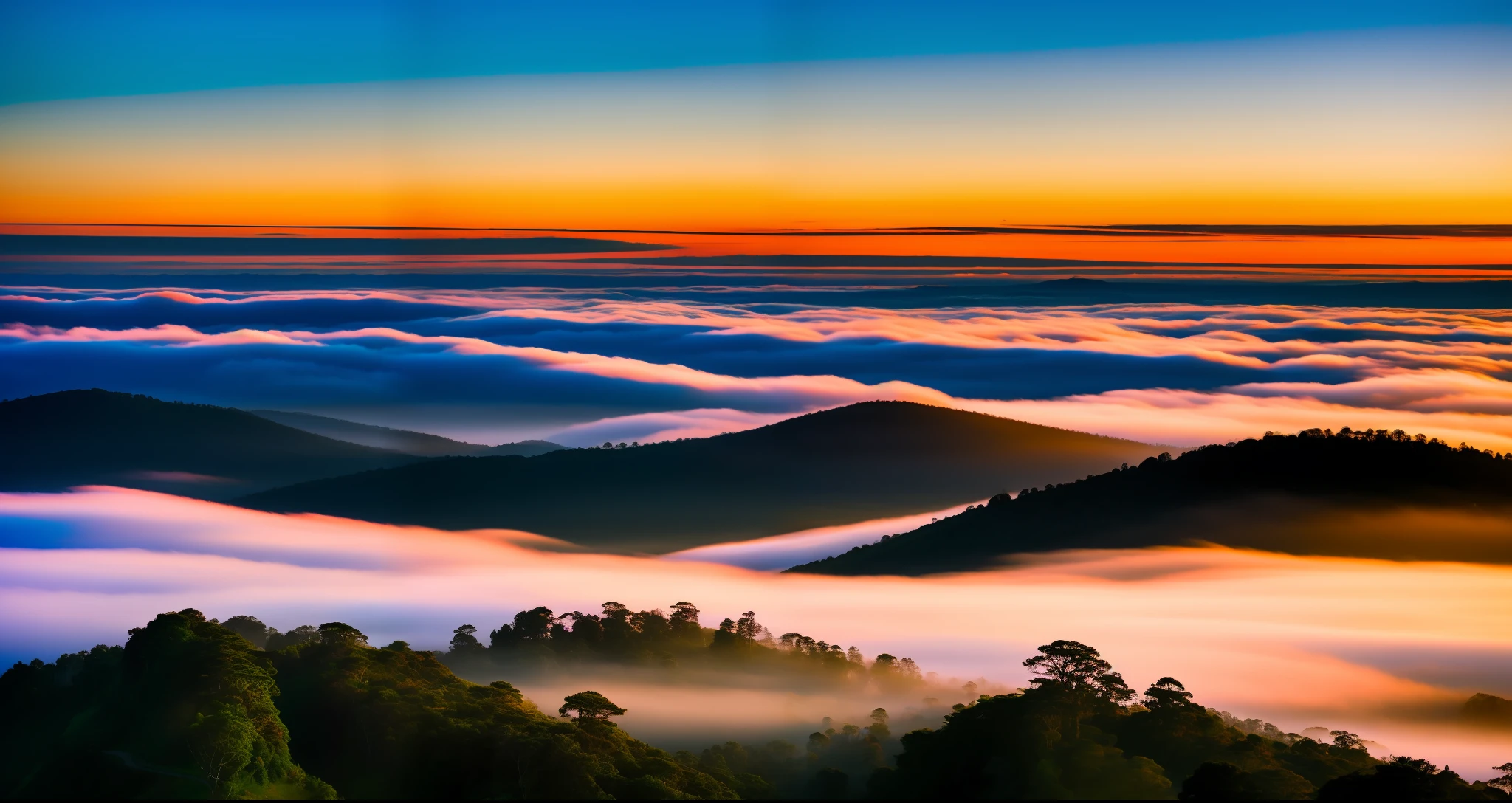 hilltop，sunraise，Sea of Clouds