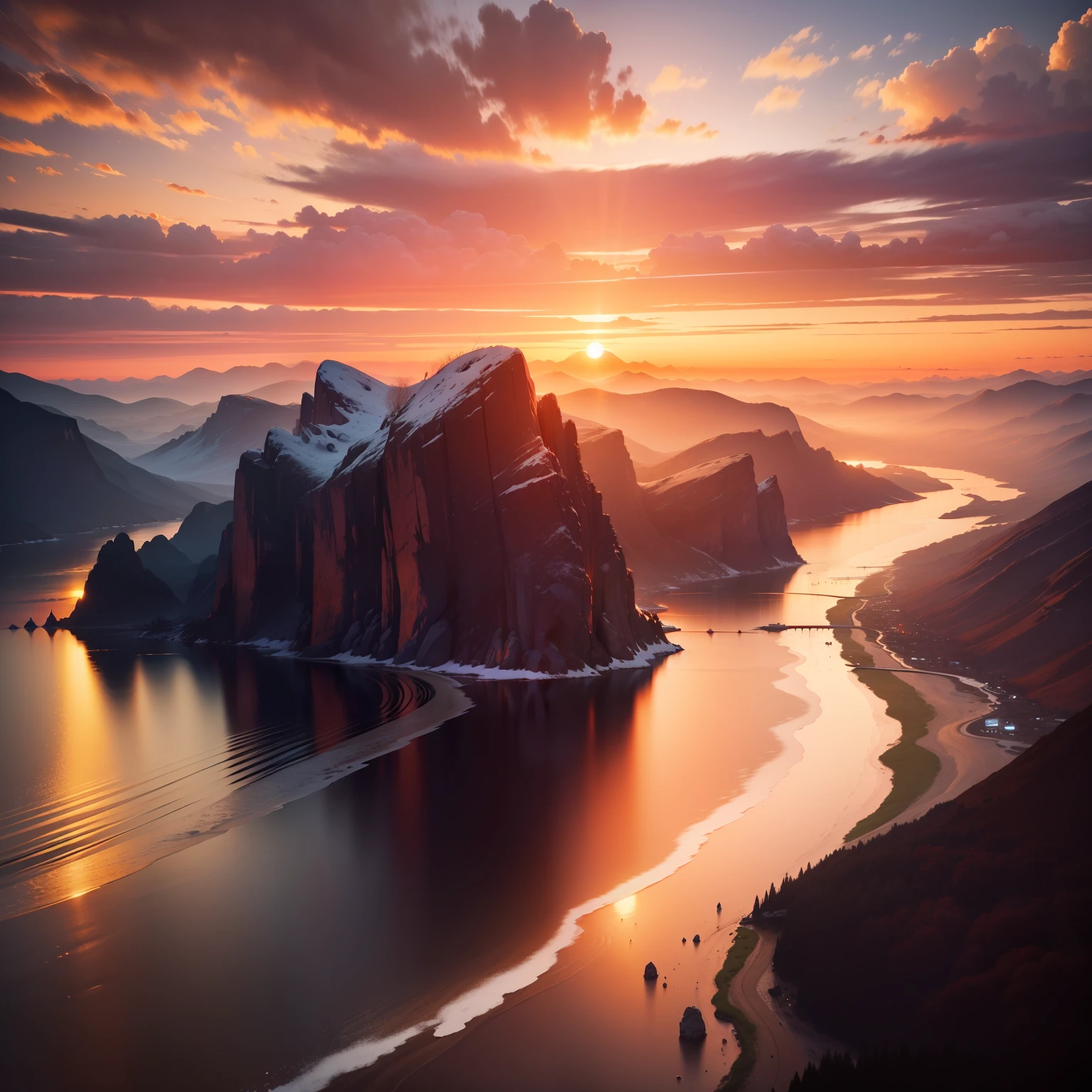 The afterglow of the setting sun，Best image quality 8K，