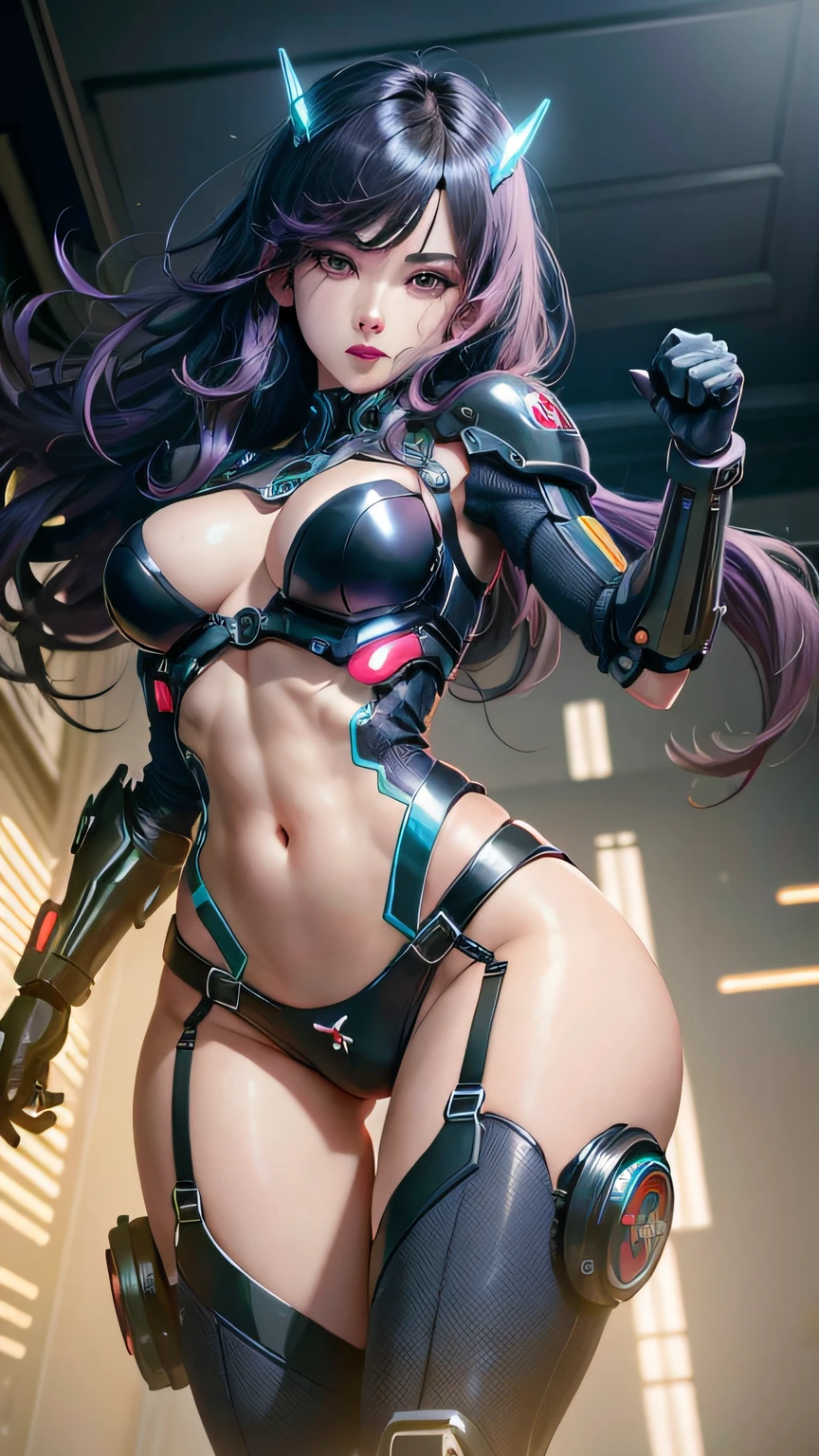 Vivid expression、High quality full-color illustrations、Beautiful female body、cybernetic body parts、Attractive thighs、sexy underwear、Dynamic Poses
