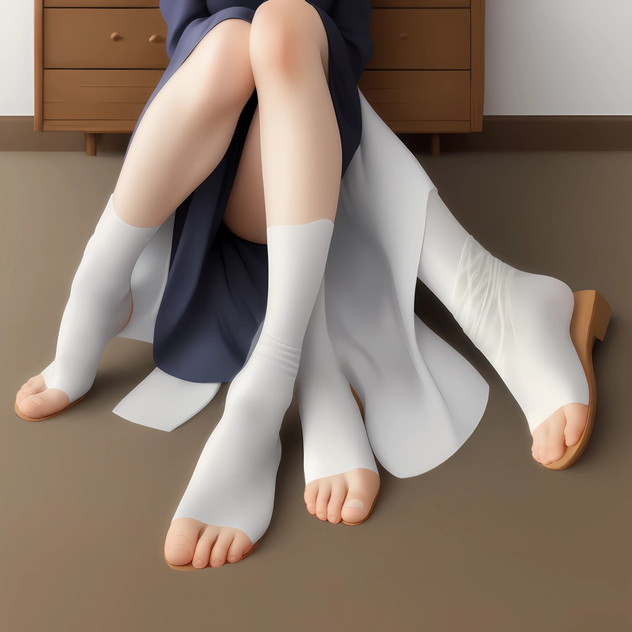 Maiden white silk protrudes from the soles of the feet