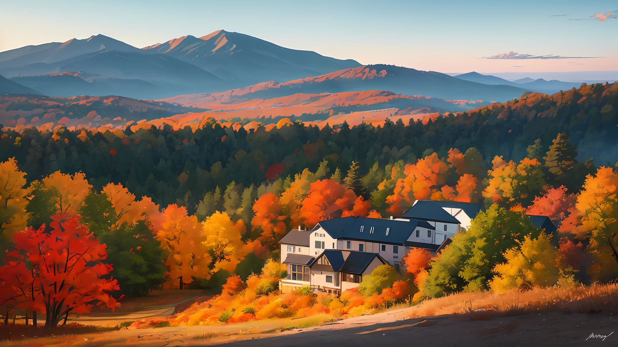 beginning of autumn,early evening,Warm
