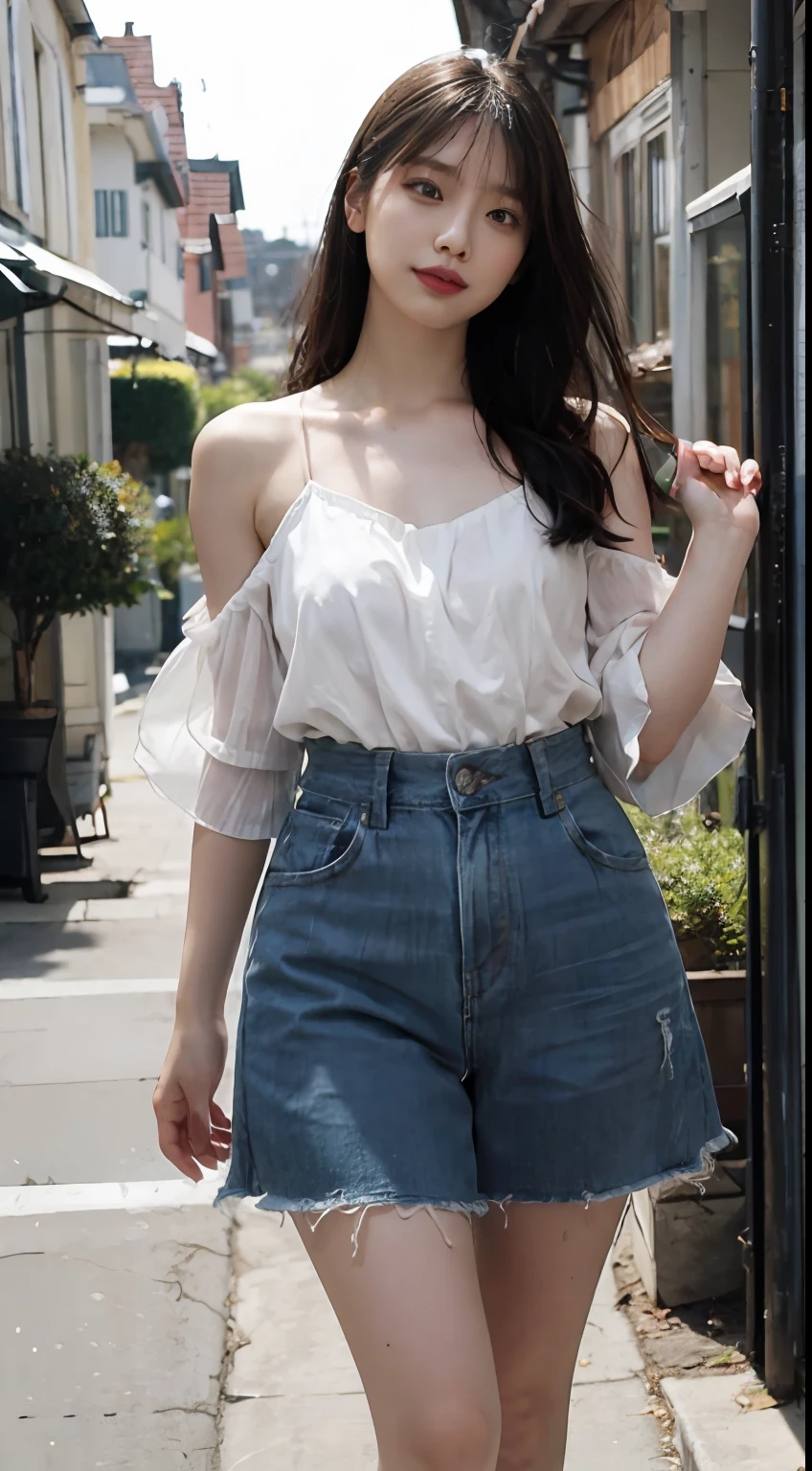 ((Realistic lighting、top-quality、8K、tmasterpiece:1.3))、Focus:1.2、1girl in、Perfect figure:1.4、Slim abs:1.1、(outside of house、natta:1.1)、the city street、Super fine face、Narrow-eyed、二重まぶた、The blonde、Gray hair、Dresses of random colors、