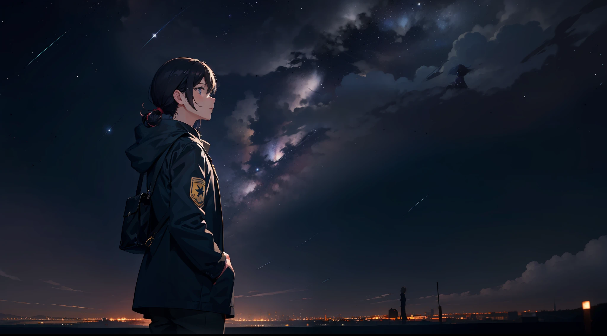 A person looking at the starry sky