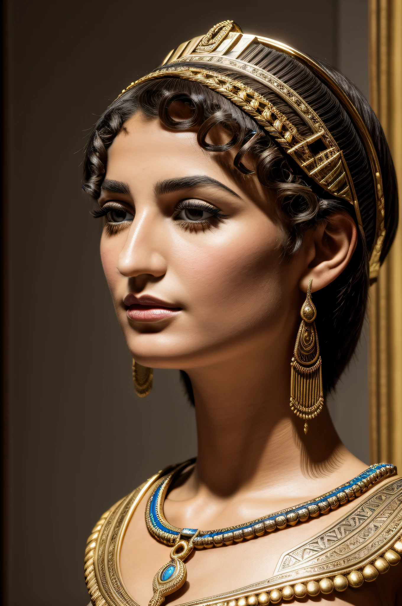 "enormous and detailed portrait of an individual with a long, characteristic Greek nose"