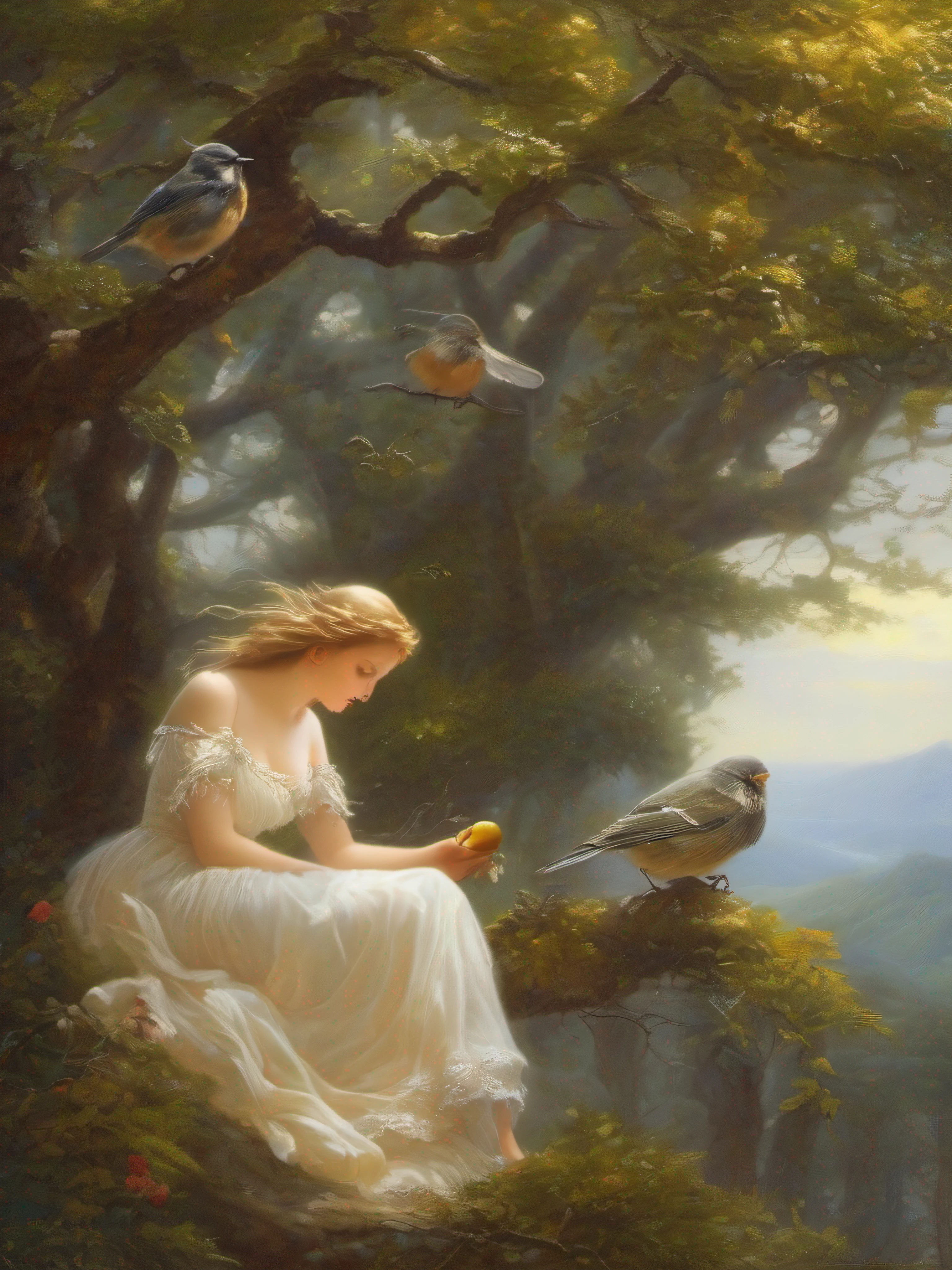 O'er all the hilltops
Is quiet now,
In all the treetops
Hearest thou
Hardly a breath;
The birds are asleep in the trees:
Wait, soon like these
Thou too shalt rest.