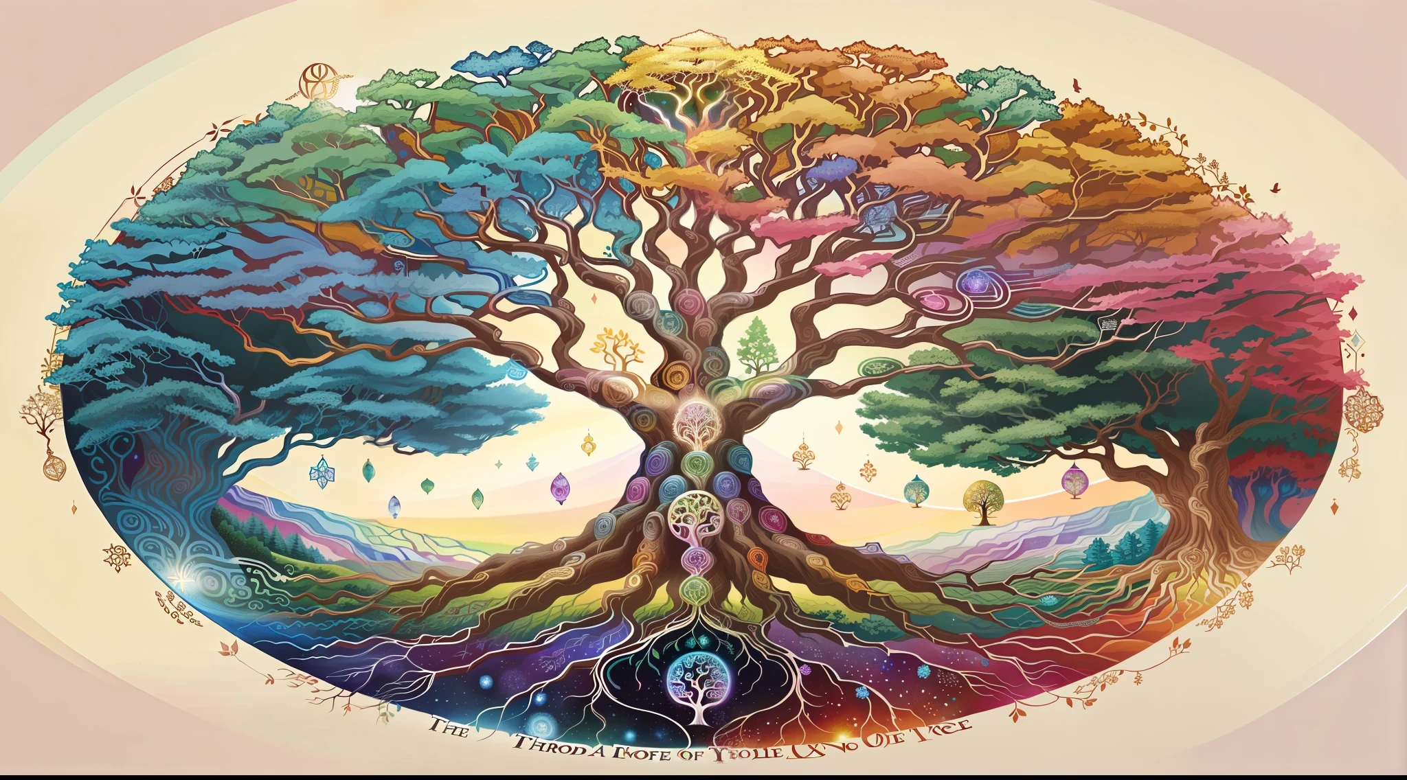 there is a picture of a tree with many different colors, tree of life seed of doubt, world tree, tree of life inside the ball, tree of life, the world tree, cosmic tree of life, the tree of life, yggdrasil, a beautiful artwork illustration, artistic illustration, fantasy tree, magical tree, beautiful detailed illustration, tree of life brains