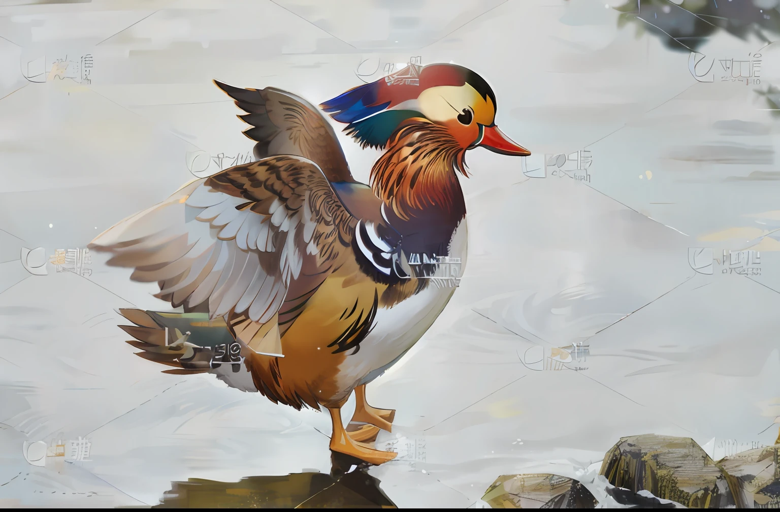 mandarin duck,Movie lighting,exquisitedetails