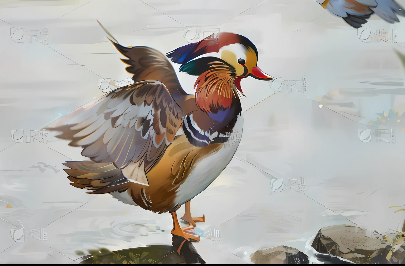 mandarin duck,Movie lighting,exquisitedetails