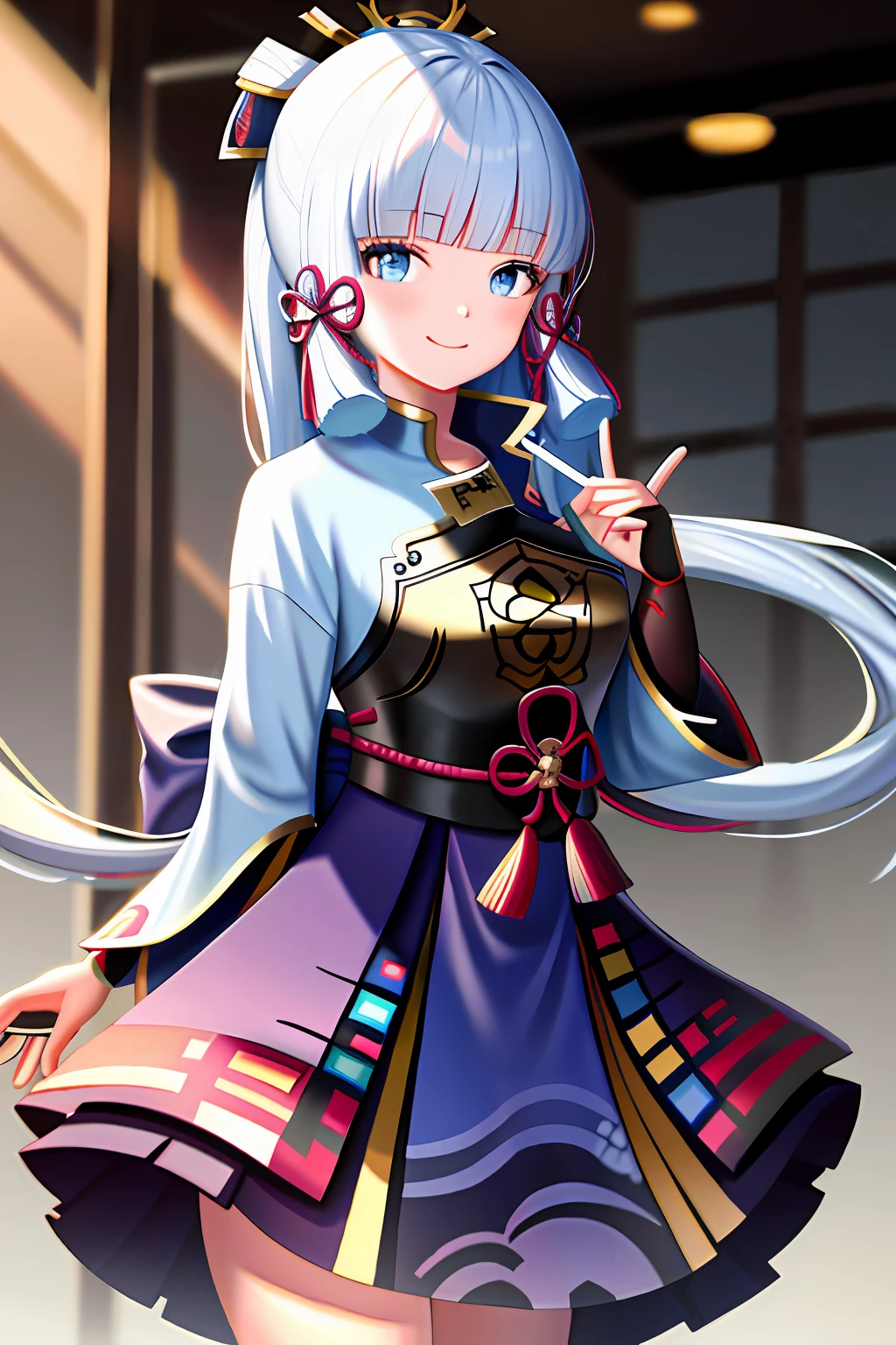 masterpiece, highres, best quality, 1girl solo, kamisato_ayaka, smile, kimono