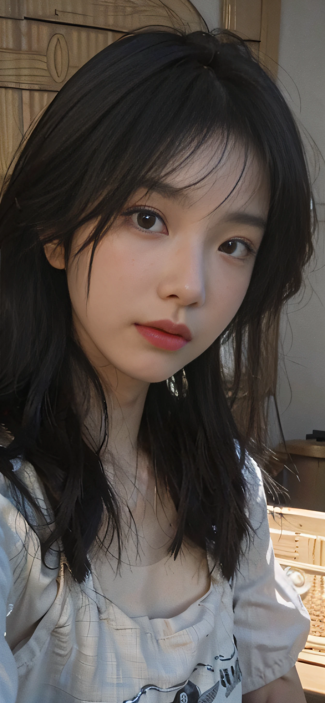 8K,Best quality, masterpiece, ultra high res, (photorealistic:1.4), raw photo, (Authentic skin texture:1.3), (film grain:1.3), (selfie angle),1girl,beautiful detailed eyes and face,masterpiece, best quality,close-up,upper bod,