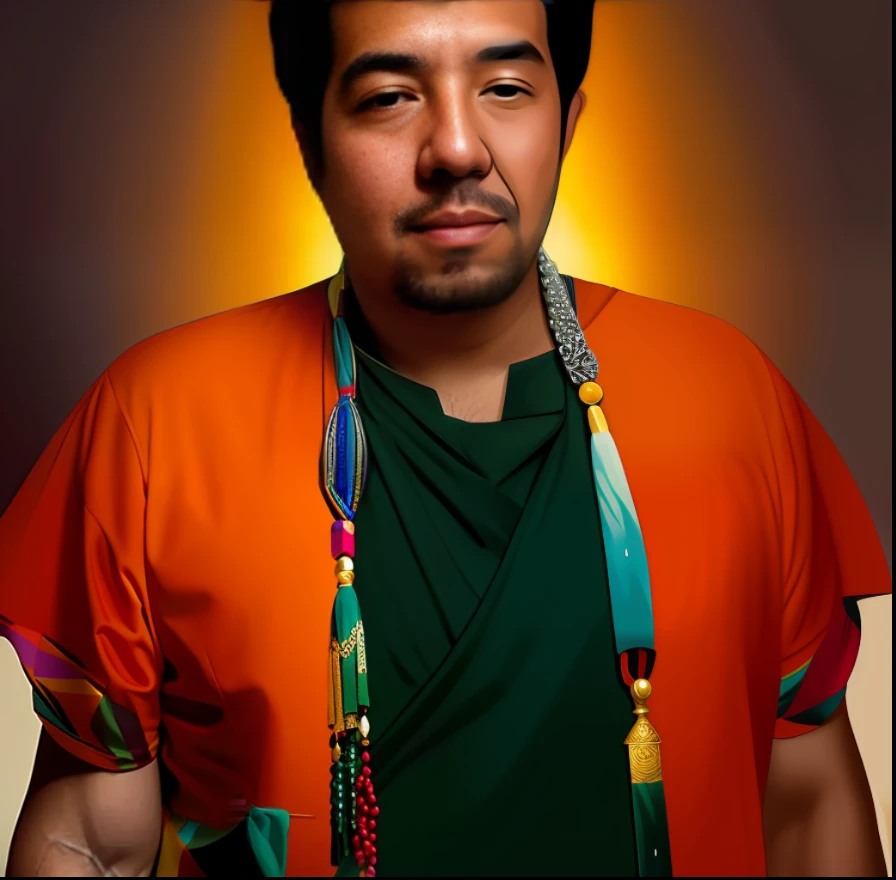 homem arafed vestindo um colar multicolorido com uma camisa branca, wearing several pendants, Yuya Nagai, contas cruzam o peito nu, feito de contas e fios, usando um vestido feito de contas, colar de contas, Beads, inspirado em Bernat Sanjuan, Norihiro Yagi, inspired by Oscar Rodríguez Naranjo, contas de suor