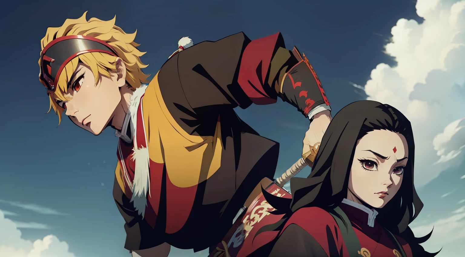 anime style mongol warrior on male and on female