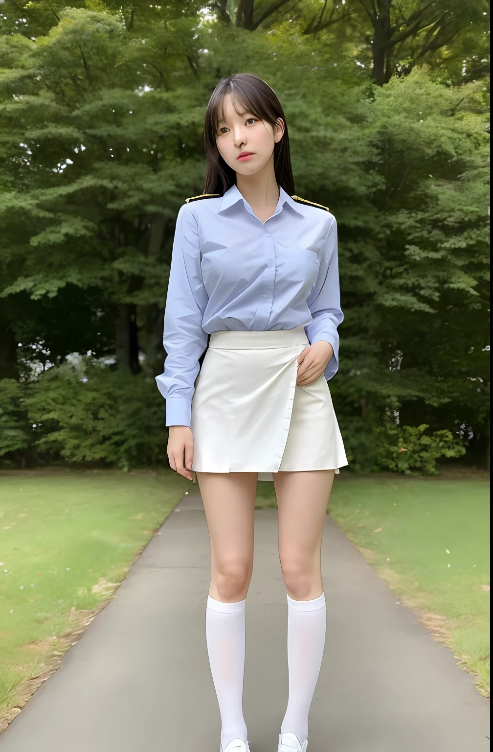 Close up portrait of woman walking in park in uniform、Japan Person Model、Young Sensual Gravure Idol、Young cute gravure idol、Realistic Young Gravure Idol、Realistic sensual gravure idol、Young gravure idols、sophisticated gravure idol、奈良美智、Young skinny gravure idol、beautifull asian girl ever、oppai、full body Esbian、clong legs、Flip up the skirt yourself、Show your pants、Skirt flipping、Turn it over yourself、Show your pants、white panties、Pubic hair shows through、Taking off pantie、Show panties in white panties、Putting Hands in Pantys、I'm masturbating、String bread.Pull up your skirt to show your panties、Looks fragile、white panties、Intrigue