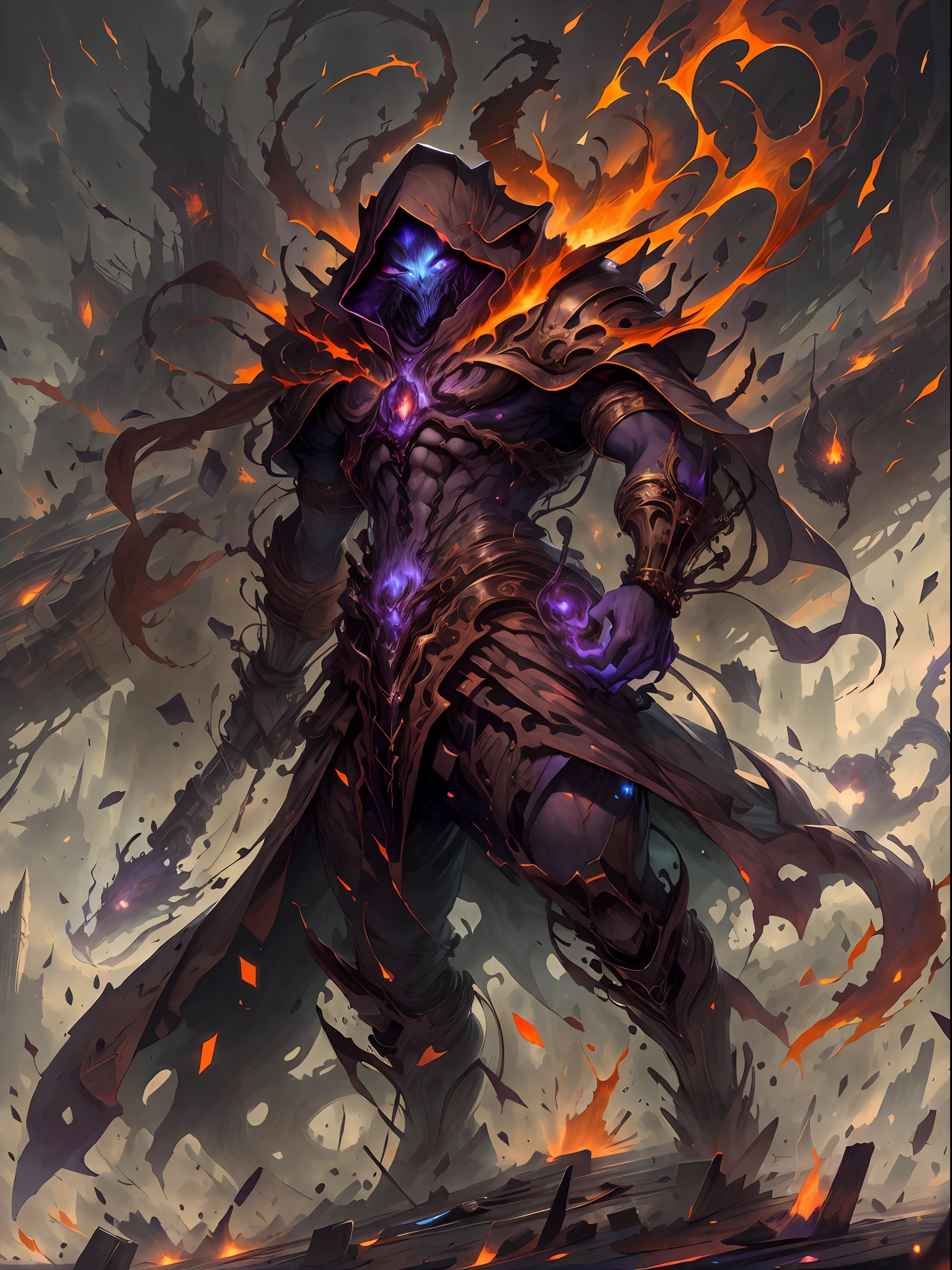 Hombre grande,marcas y simbolos por el cuerpo,pelo largo y lanco,capucha roja,Espada gigante de almas en pena,oscuro,almas,guantes demoniacos,armadura masiba,armadura de almas en pena,demonio, Fuego, caballo infernal de fuego y lava,ojos rojos,ojos azules brillante, infierno, apocalyptic,fin del mundo, Lado oscuro,ruina, guerra, Darksiders , ERA (Darksiders), obra dearte,guerrero,enviado del infierno,Horseman of the Apocalypse,muerte,sangre,destruccion,hambre,lucha,furia,ciudad debastada,edificios en ruinas,calles destruidas,pobo y particulas en el aire,muchas victimas alrededor,demonios muertos,demonios descuarisados y sangrando,espada clabada,espada enterrada,espada con sangre,mirada aterradora,misterio,pose dinamica,movimientos