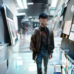 Realistic photographic portrait Akihito Kawamera half asian male wearing 90s punk clothing, standing in a goth store in a large mall , Octane Render, Volumetric Lighting, 64k concept art,Octane render, DLSS, Ray Tracing, Trending on Art Station, WLOP, 128k AGFA portrait, extremely detailed photorealistic photographic portrait Kodak rim lighting -  duskypie , lisdusk2
