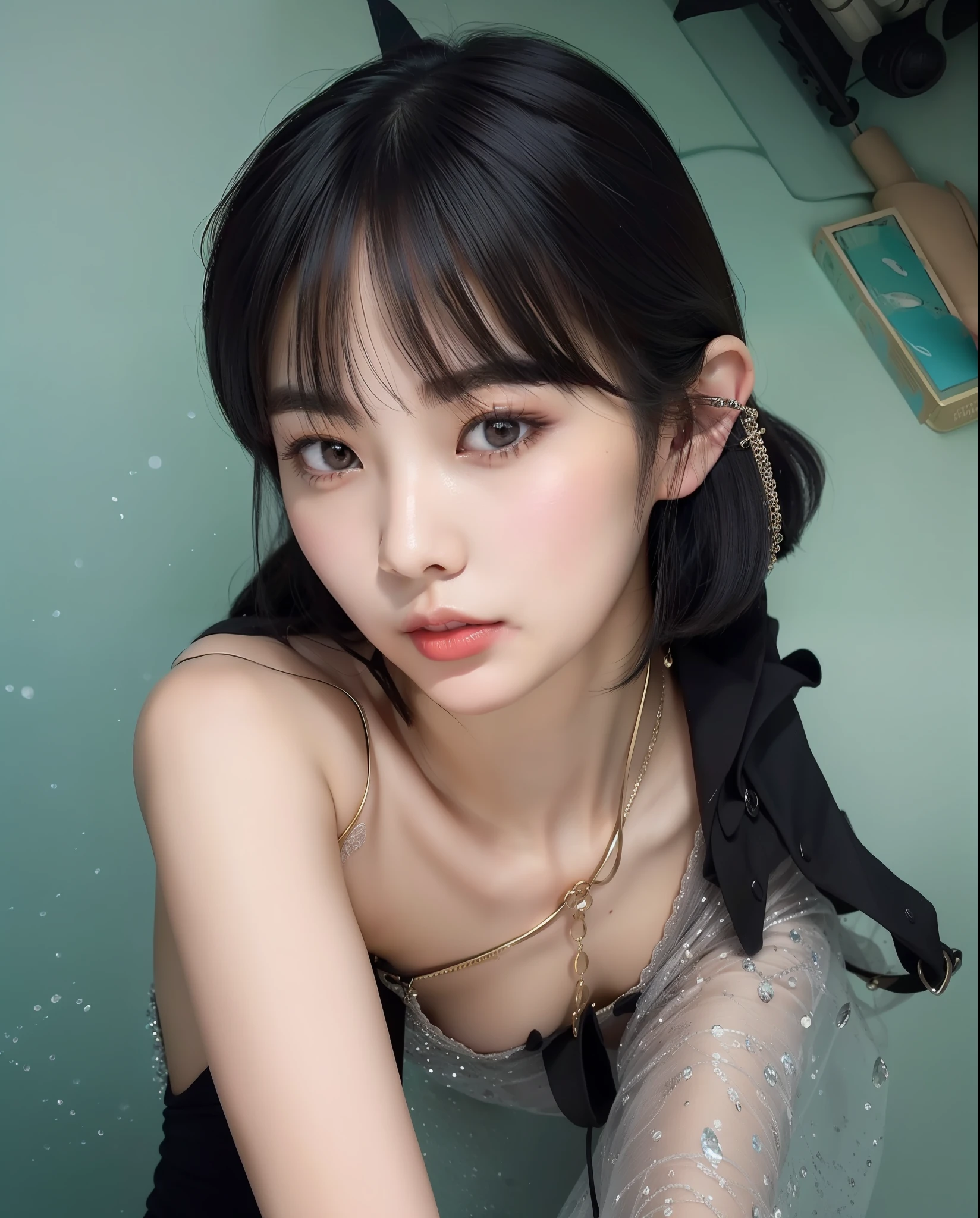 Close up portrait of woman with short black hairstyle, With short hair, Beautiful young Korean woman, Gorgeous young Korean woman, beautiful Korean women, Korean Girl, Young adorable Korean face, Korean Woman, black hime-cut hair, Portrait of female Korean idol, Beautiful Asian Girl, with a bob cut, Beautiful Asian Woman, young cute wan asian face, korean face features