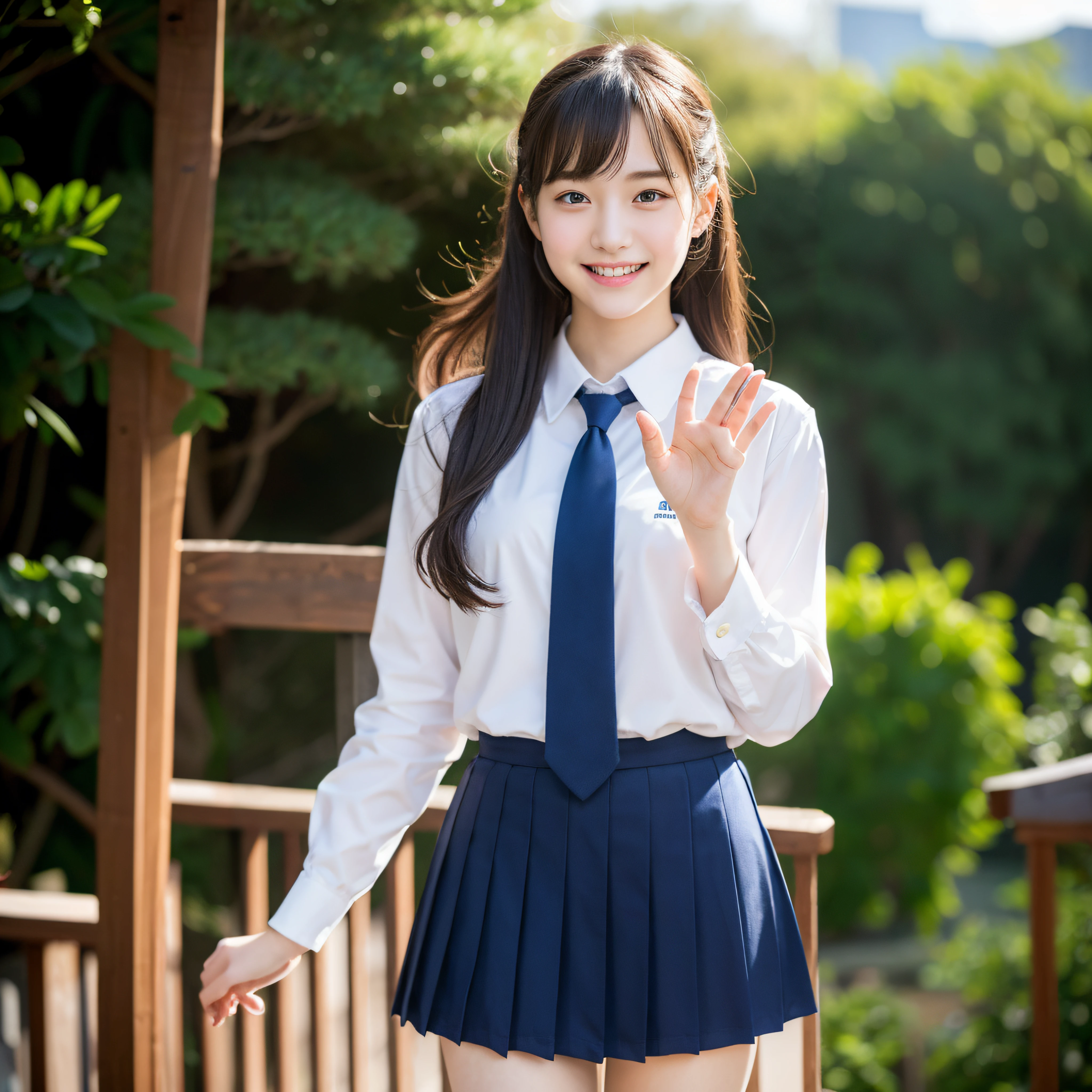 there is a woman in a school uniform posing for a picture, girl wearing school uniform, Wearing school uniform, Wearing a school uniform, JK Uniform, wearing japanese school uniform, magical school student uniform, jaeyeon nam, japanese girl school uniform, Japan school uniform, Seifuku, Korean Girl, Portrait of female Korean idol, magic school uniform, Kim Do-yeon, School uniform