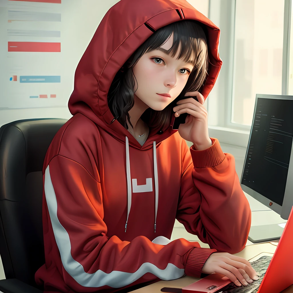 Hacker in red sweatshirt