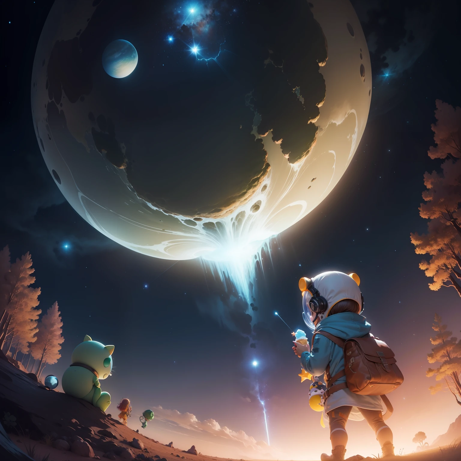 Exploring Amazing Planets
Leo and the Zoglings became friends and decided to explore other amazing planets together. Eles visitaram um planeta feito de doces e sorvetes, another with giant trees that touched the stars and even a planet where animals glowed in the dark. Cada lugar era mais surpreendente do que o anterior.