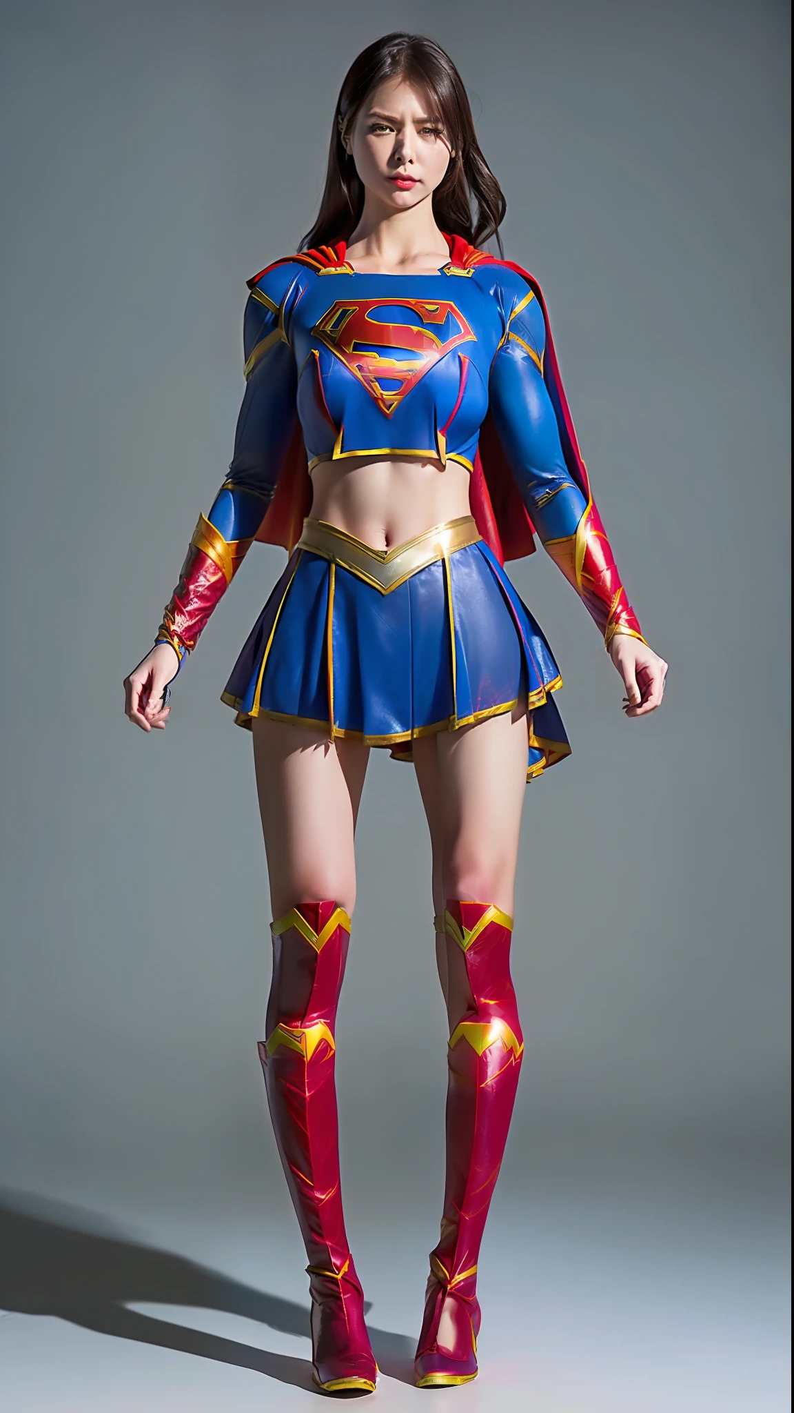 (((Supergirl Costume)))、(((moribund)))、(((Turning a blind eye)))、(((Clothes are torn)))、((((Make the most of the original image))))、((It is violently destroyed))、(((dead body)))、(((Hanging)))、(((Weakness)))、((Bloody))、((Top image quality、8K))、Bishoujo Warrior