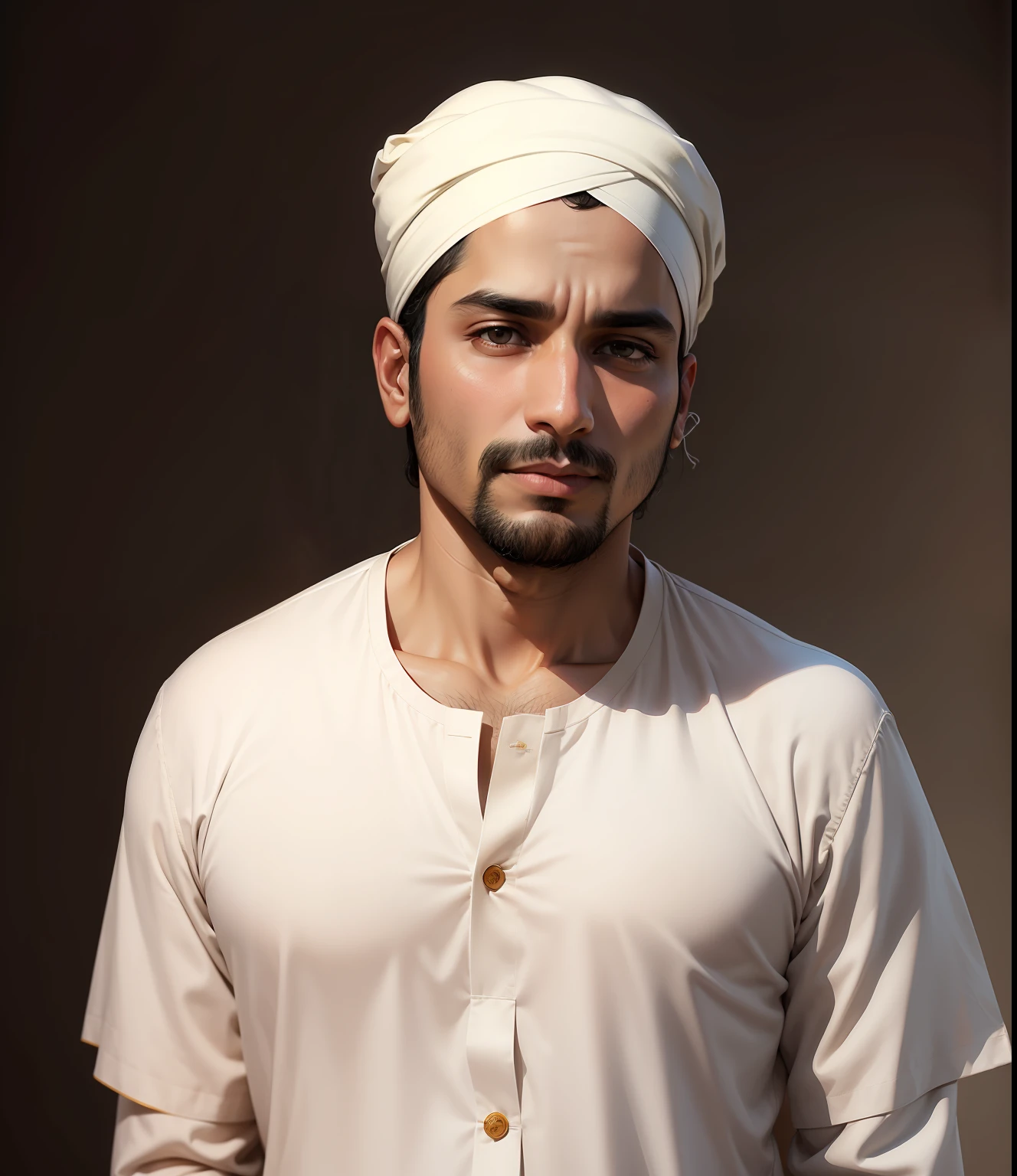 Change background with kurta pajama an d islamic pagdi and face side in front