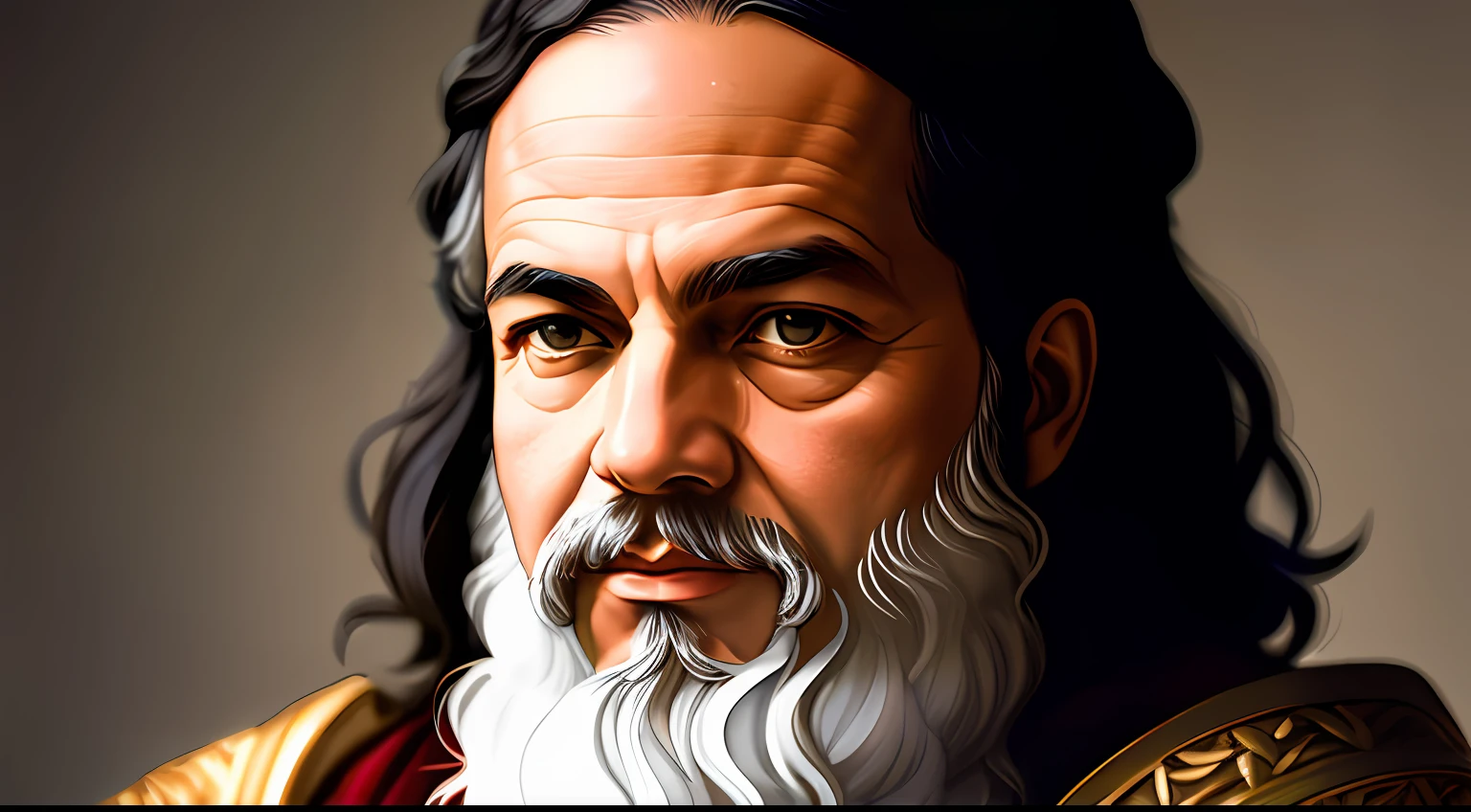 A portrait of the philosopher Socrates, barbudo, envelhecido, com olhos penetrantes, rosto detalhado, detalhes altos, fotografia, studio dark, luz de aro, Nikon D850, 50mm, f/1.4