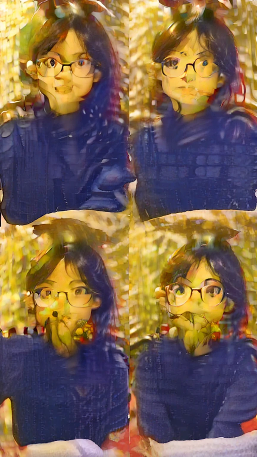 Girl black shirt with glasses naked, ultra realistic