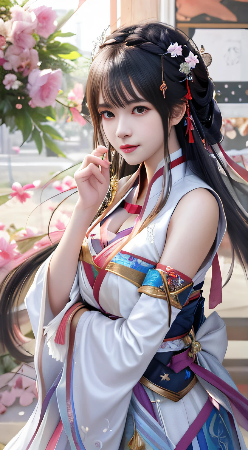 Anime girl with long hair wearing TIA, Guviz-style artwork, Guviz, Palace , A girl in Hanfu, WLOP and Sakimichan, IG model | Art germ, trending on cgstation, Guweiz in Pixiv ArtStation, Extremely detailed Artgerm, ruan jia and artgerm