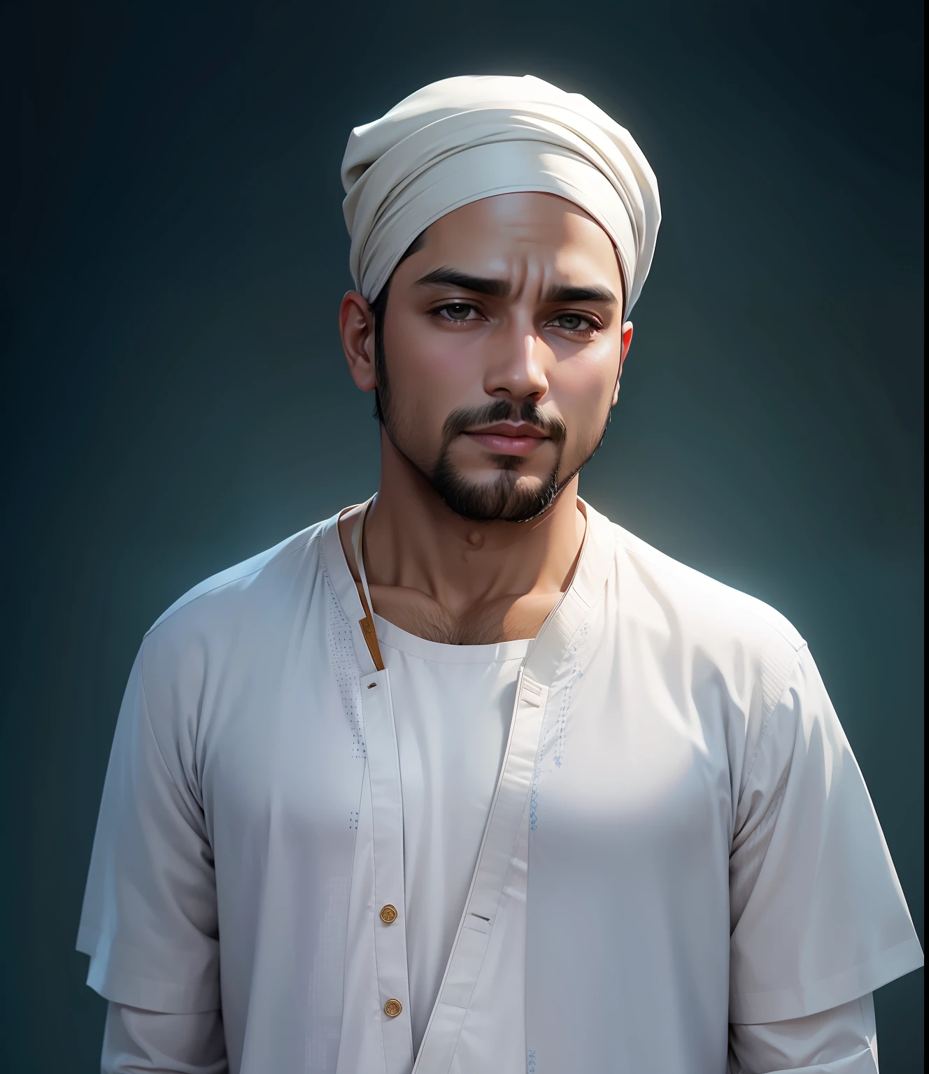 Change background with kurta pajama an d islamic pagdi and lok deautiful