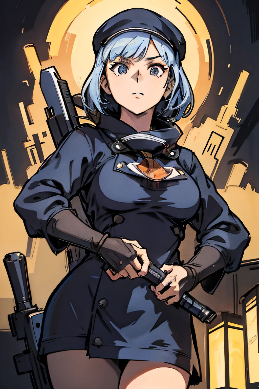 Anime character with gun and uniform standing in dark alley, Kantai Collection Style, Female protagonist 👀 :8, cushart krenz key art feminine, Mechanized soldier girl, cushart kenz, infantry girl, cushart krenz, Official art, from girls frontline, anya from spy x family, marin kitagawa fanart, by Kamisaka Sekka