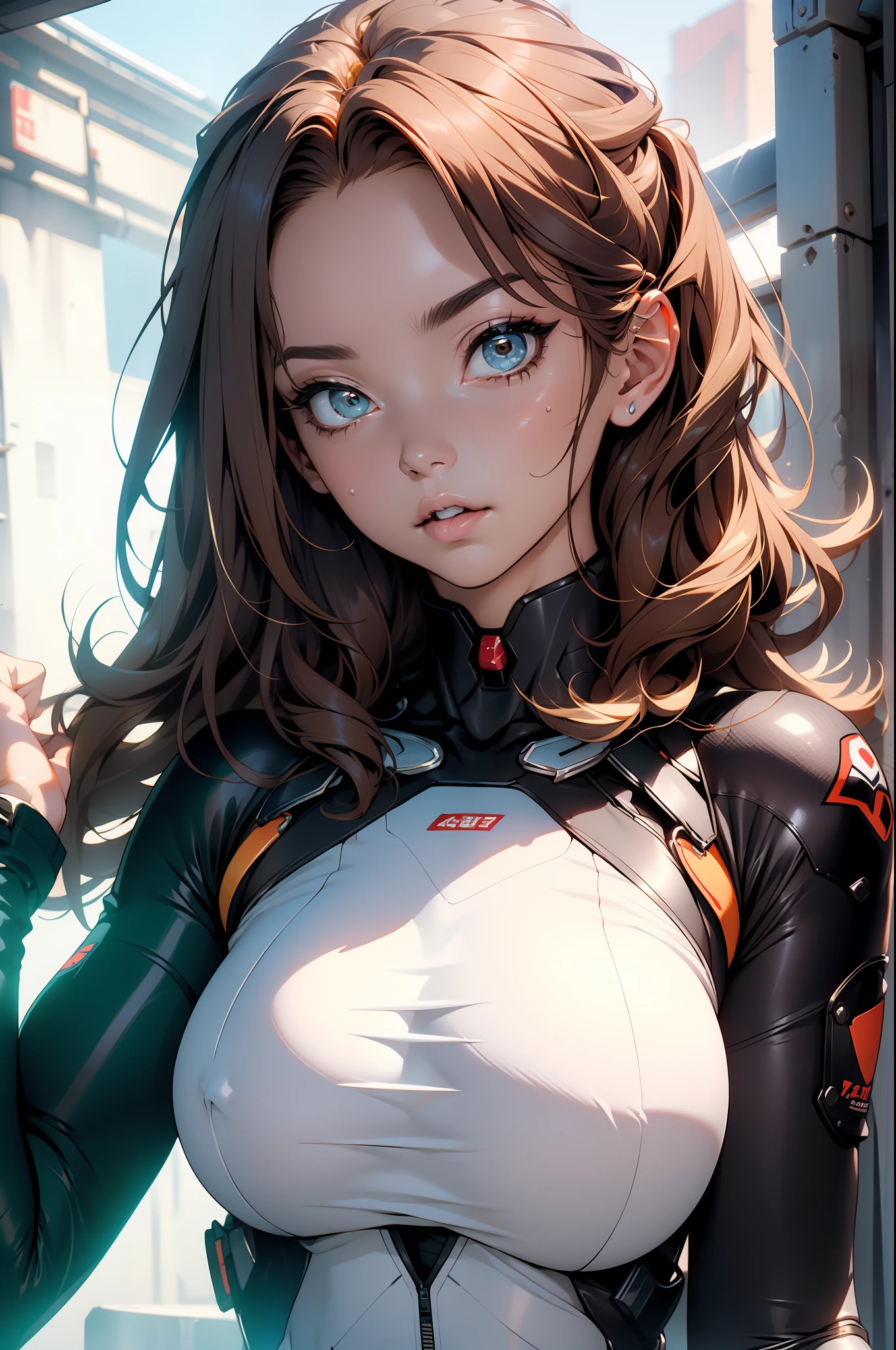 ((Best quality)), ((Masterpiece)), (Detailed: 1.4), (Absurd), An 18-year-old adult female,Oversized breasts,Raised sexy,largeeyes,Exquisite eye details,(absurdly large breasts)(Super large breasts)(Largest breasts)Protruding breast,Perfect proportions, crysisnanosuit