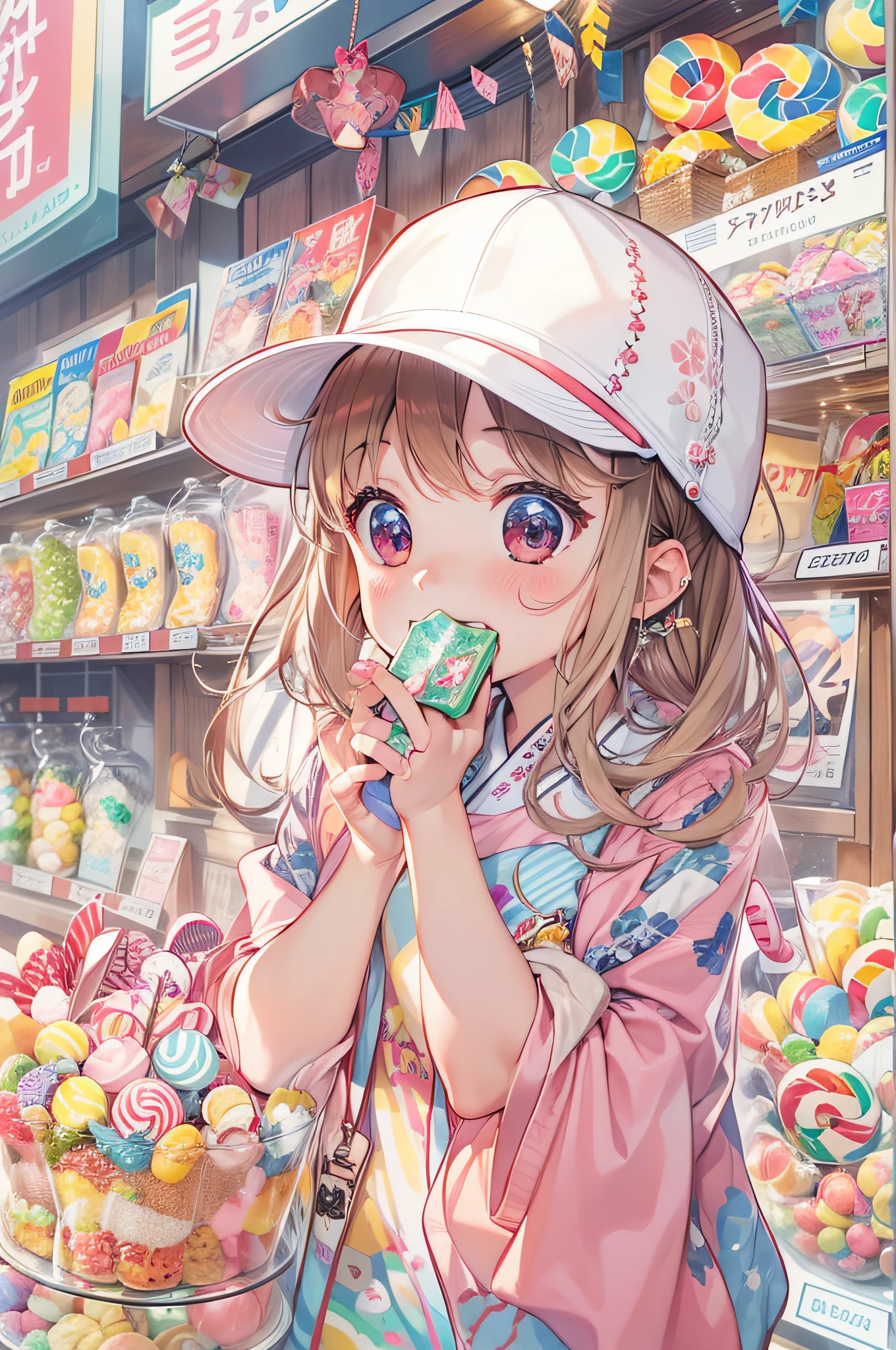 Girl watching TV、summer vacation、Candy shop