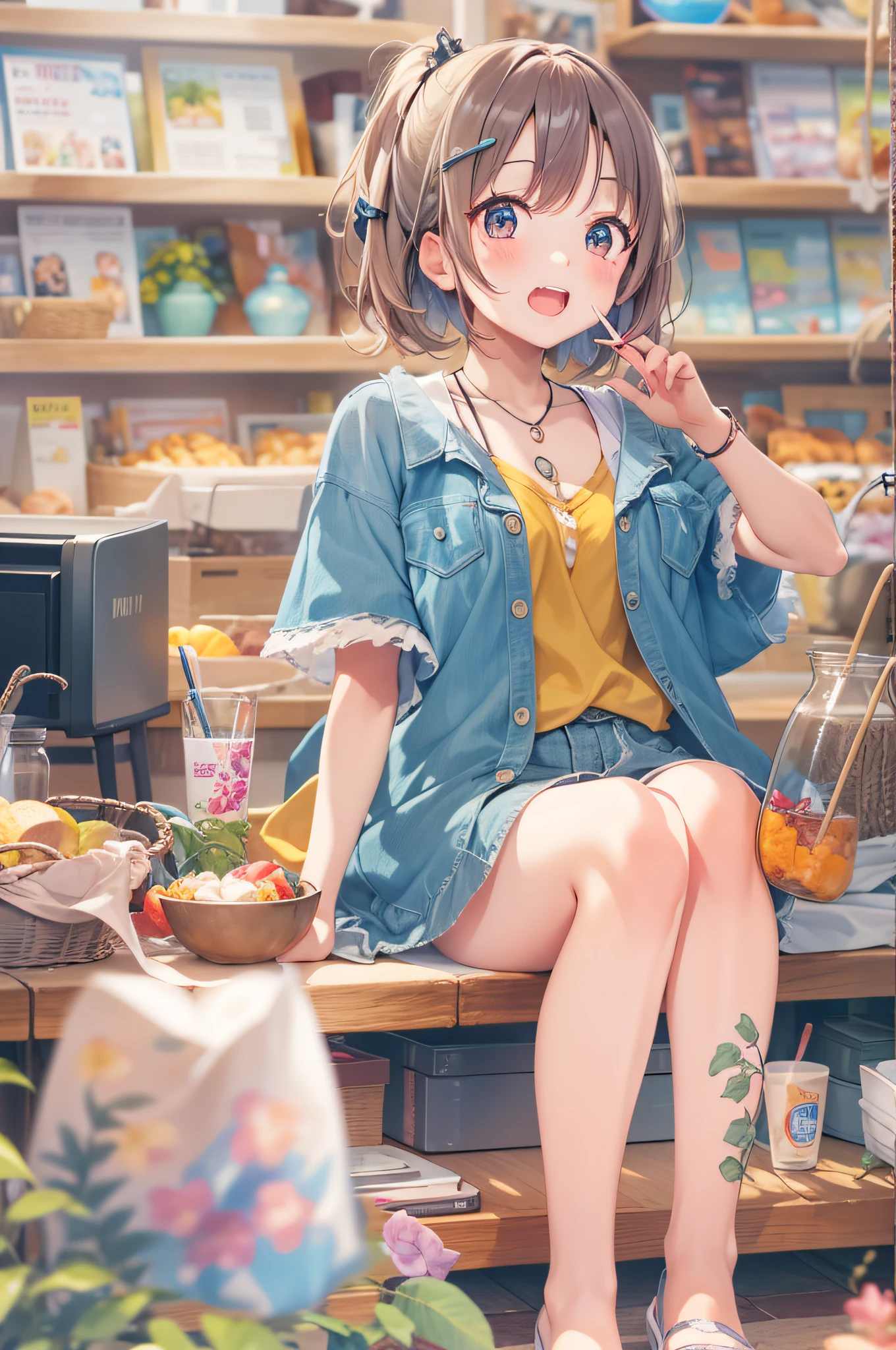 Girl watching TV、summer vacation、
