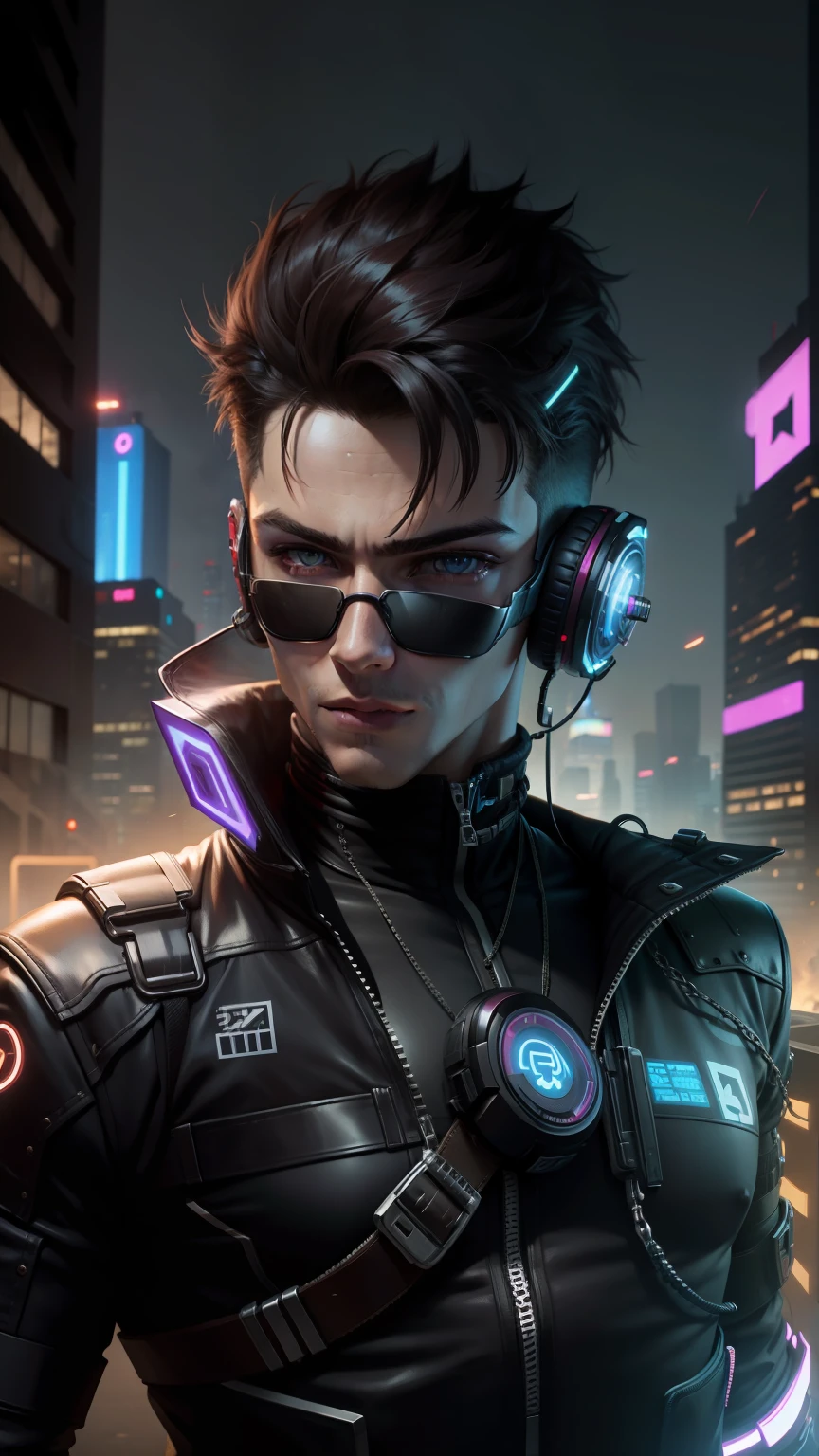 cyberpunk handsome boy ultra realistic with cat