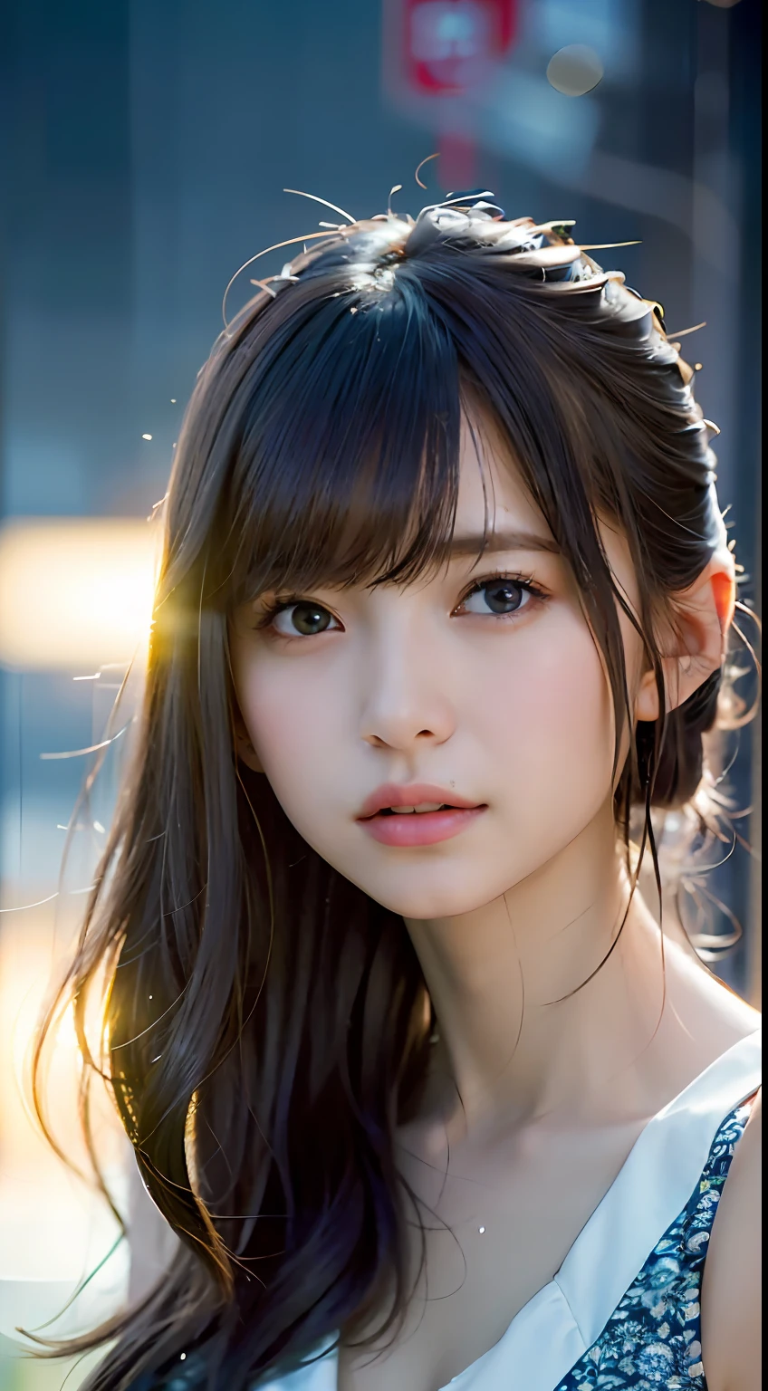random pose, mix4, (8k, raw photo, best quality, masterpiece: 1.2), (realistic, realistic: 1.37), a girl, cute, cityscape, night, rain, wet, professional lighting, photon mapping, radiosity, physically based rendering, gradient brunet, gray hair, short curls, handsome, girl, white jersey, high quality photo, high resolution, 1080p, (clear face), (detailed face description), (detailed hand description), (masterpiece), (exquisite CG), Extreme light and shadow, messy hair, masterpiece, rich details, (fine facial features), (the highest quality photo), (masterpiece), (detailed eyes), looking in front of the eyes, fine collarbones, medium breasts