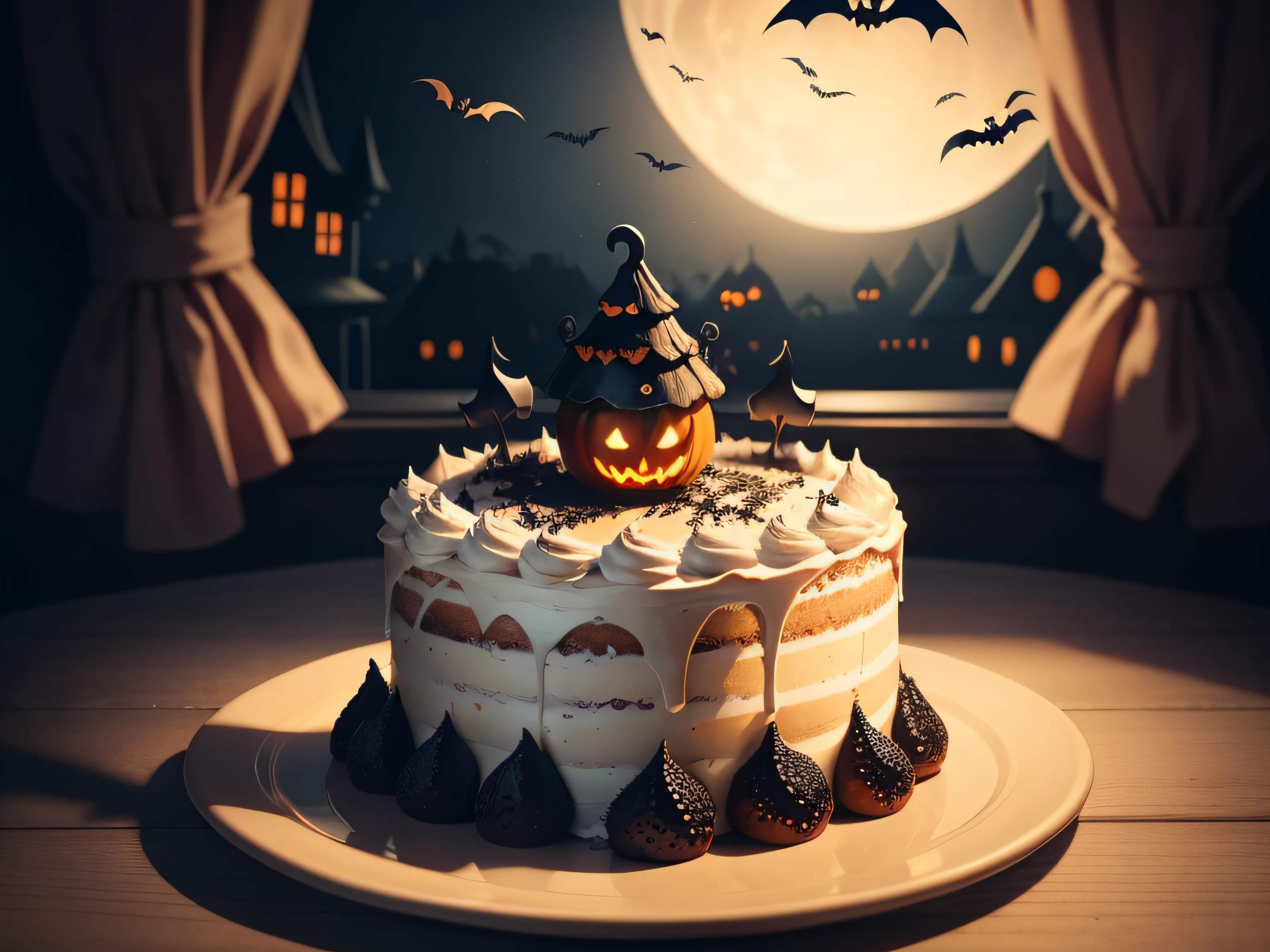 Halloween、Haunted cake、No humans、masterpiece、top-quality、The ultra-detailliert