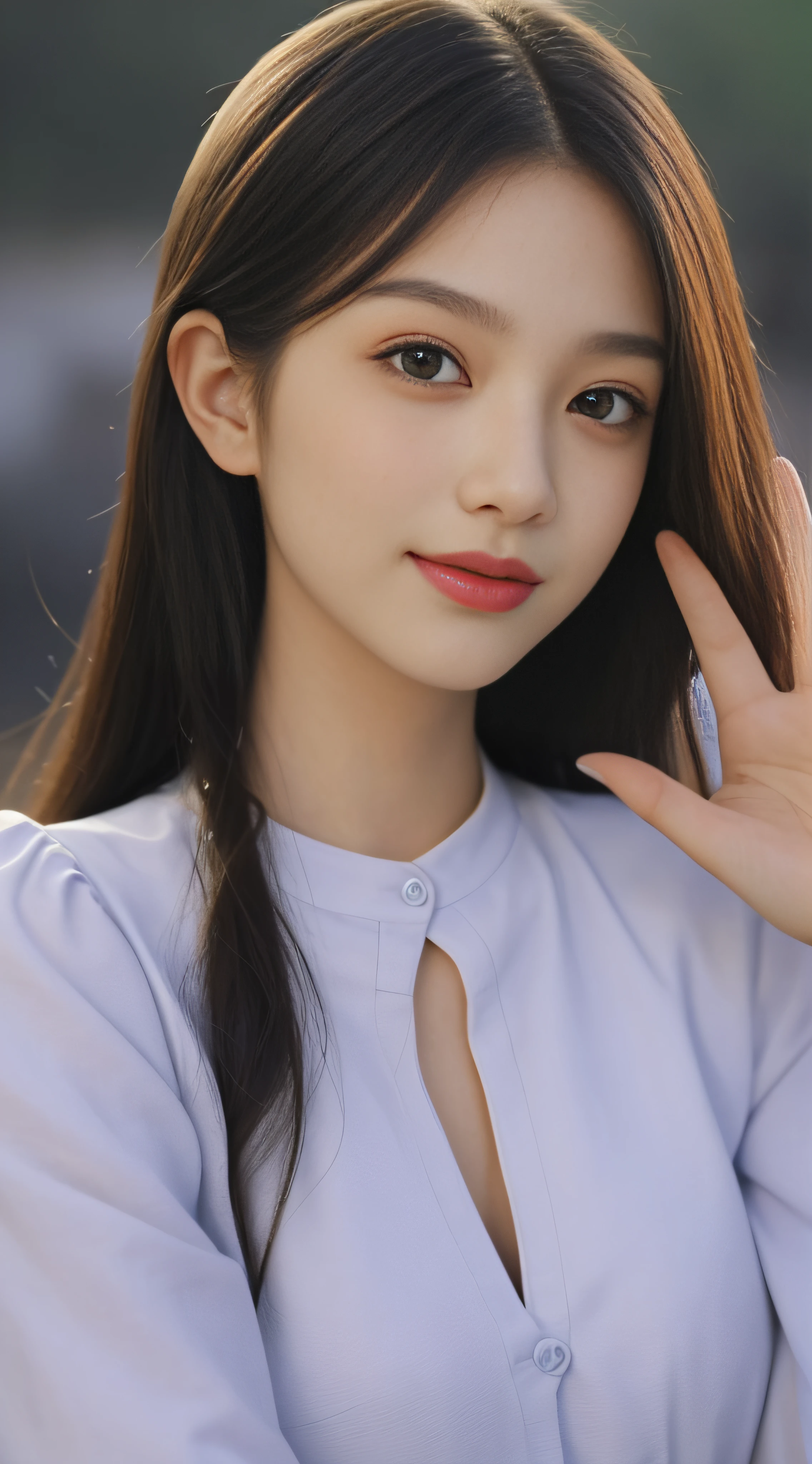 Only draw the head,Focus:1.2, perfect figure beautiful woman:1.4,,Best facial quality, Ultra-high facial detail,Ultra-high pupil detail,Long eyelashes,Big eyes,Cute face,slimfigure,Ultra-detailed facial makeup,ssmile,Smaller bust,Single horsetail,