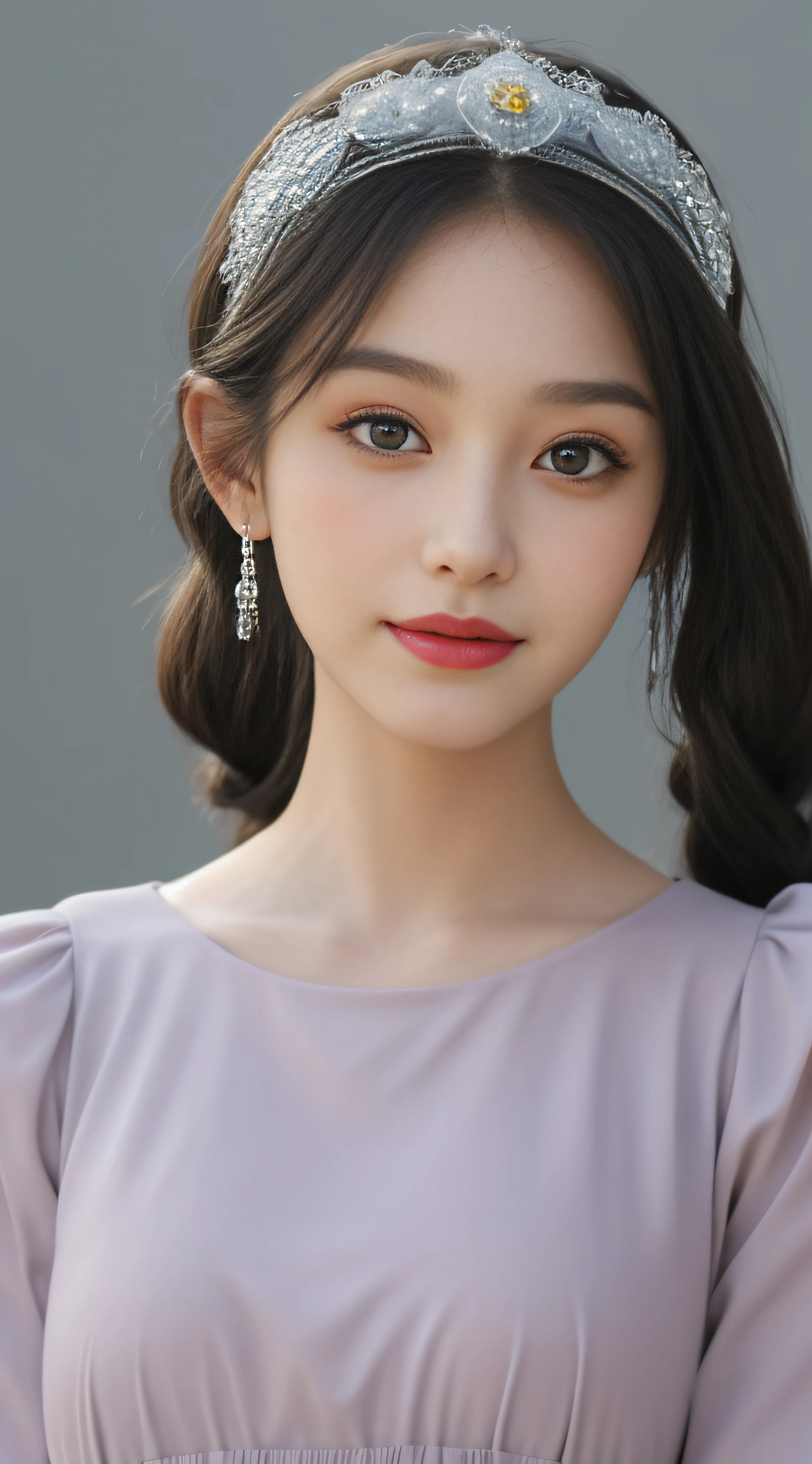 Only draw the head,Focus:1.2, perfect figure beautiful woman:1.4,,Best facial quality, Ultra-high facial detail,Ultra-high pupil detail,Long eyelashes,Big eyes,Cute face,slimfigure,Ultra-detailed facial makeup,ssmile,Smaller bust,Single horsetail,