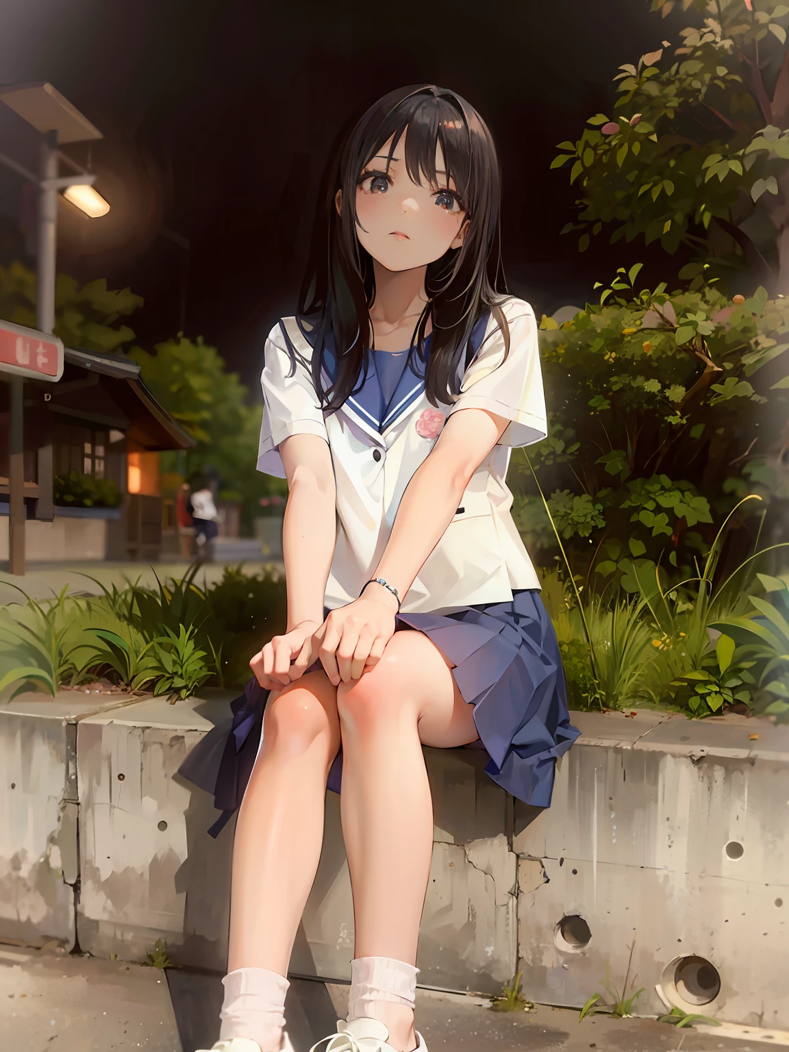 On the windowsill sat a young woman,Legs crossed, xintong chen, Chinese girl, chiho, f / 1. 9 6. 8 1 mm ISO 4 0, Wearing a Japanese school uniform, Young Asian girl, Korean girl, wenfei ye, Li Zixin, 8K 50mm ISO 10, Handsome girl, photo of Girl