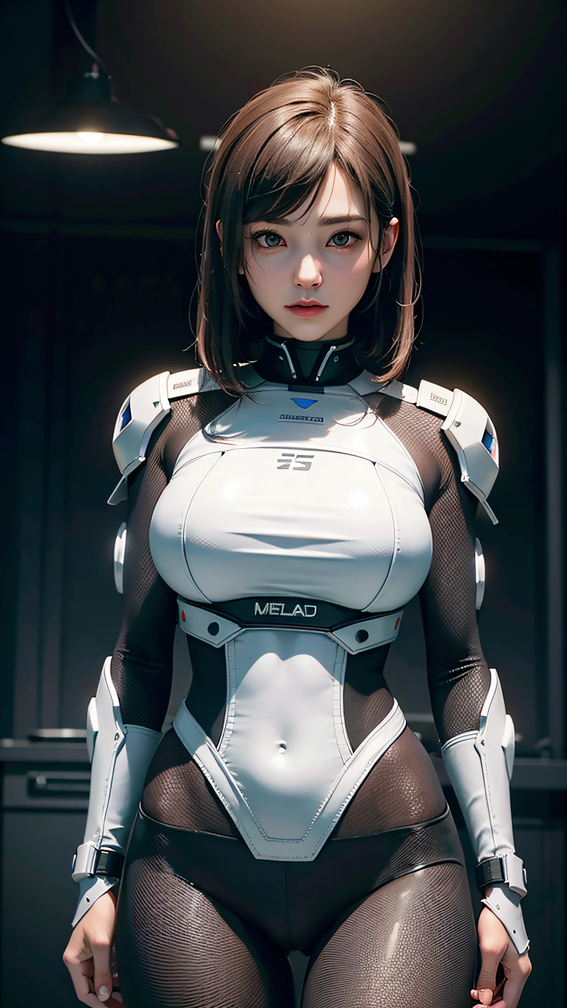 （（best qualtiy））， （（tmasterpiece））， （highly  detailed：1.3）， （（（Clean and beautiful face）））（Delicate big eyes：1.9）（Fine pupil texture：1.5）3D， big breasts beautiful （cyber punk perssonage：1.3） Female hacker with short brown hair poses for a photo， computer servers， LCD screens， Fiber optic cable， Company logo， hdr（HighDynamicRange）， Ray traching， NVIDIA RTX， Hyper-Resolution， Unreal 5， sub surface scattering， PBR textures， post-proces， Anisotropic filtering， depth of fields， Maximum clarity and sharpness， Many-Layer Textures， Albedo e mapas Speculares、Surface coloring、Accurate simulation of light-material interactions、perfectly proportions、rendering by octane、twotonelighting、Low ISO、White balance、trichotomy、Wide aperture、8K raw data、High-Efficiency Sub-Pixel、sub-pixel convolution、Luminous Particle