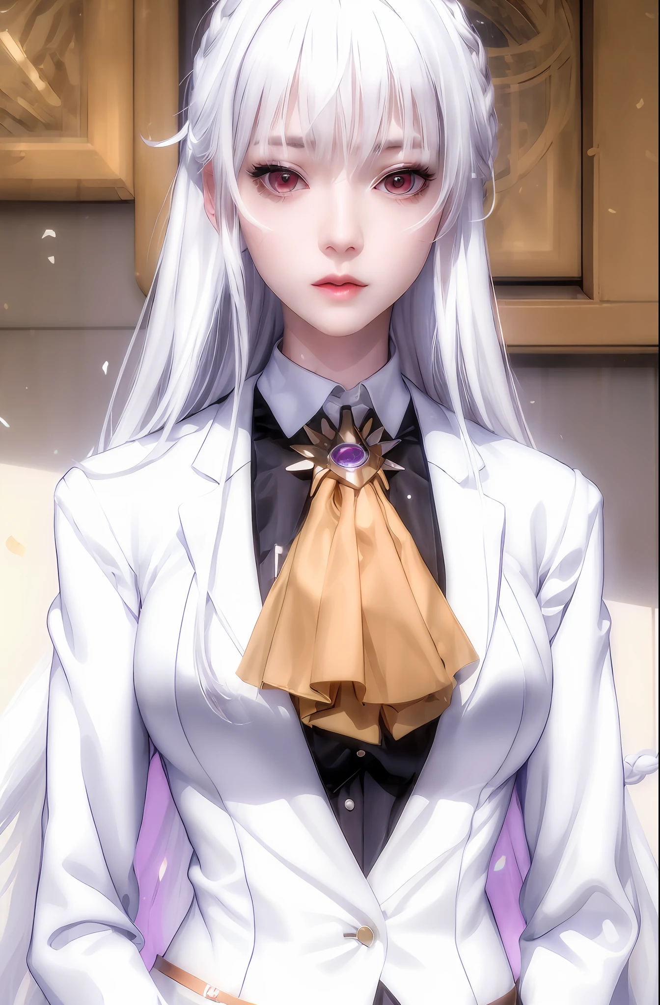 masterpiece, (photorealistic:1.4), best quality, beautiful lighting,
(ulzzang-6500:0.5), makima \(chainsaw man\), (white hair)+(long braided hair)+(bangs), red eyes, (white shirt), (necktie),
RAW photo, 8k uhd, film grain