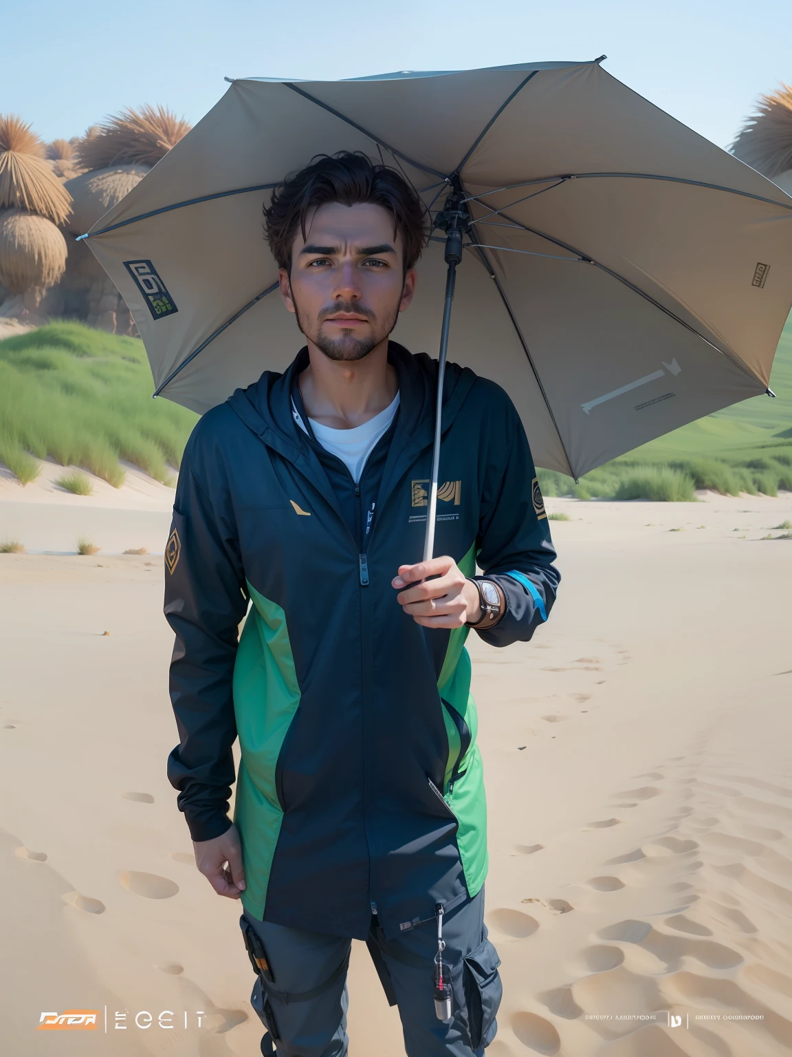 Change this photo background to a dune sunset professional product photography