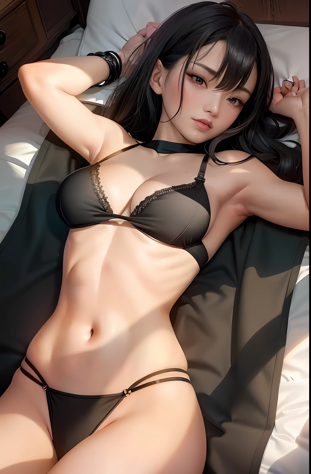 Araki woman in a black bra top lying on the bed, Sexy body, beautiful woman body, Sexy girl, Beautiful Asian girl, Beautiful body, seductive anime girls, Attractive body, sexy body and sexy abdomen, Perfect body, beautiful female bodies, beautiful body and face, beautiful and seductive anime woman, poised beautiful body, Sexy hot body, photorealistic perfect body