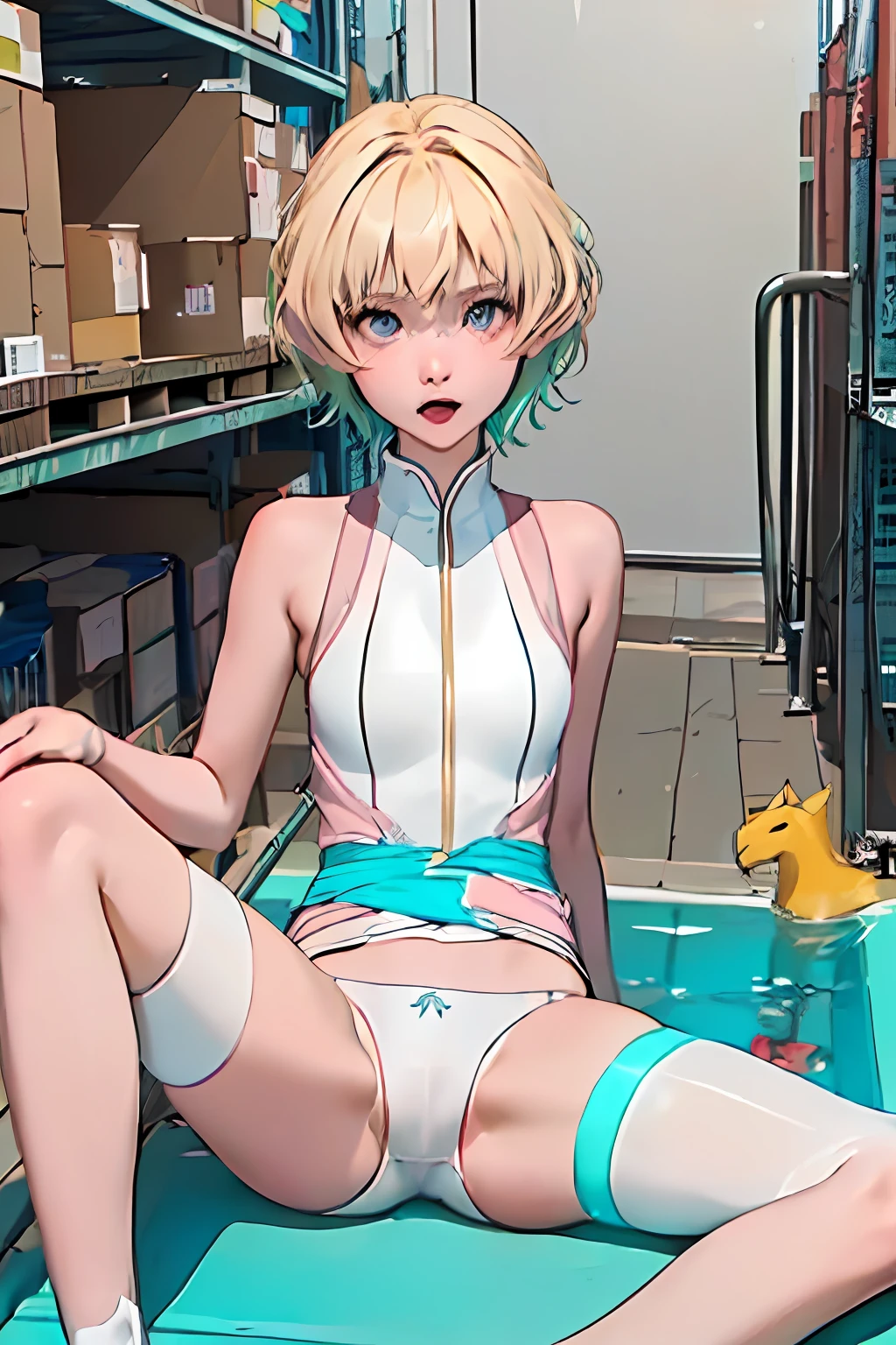 Silver hair, The handmaid's masterpiece, Best quality, Ultra-detailed, illustration, epic lighting, Cinematic composition,1girll,(Camel toes:1.6)Show with open legs,White transparent one-piece stockings,Transparent clothes,((Masterpiece,Best quality((brunette color hair,Yellow-haired,Pink hair,Green hair,Yellow-haired,blond hairbl,blue colors,light blues,Light pink,Light gold,greys,red colour)(short detailed hair,long whitr hair,dual horsetail,Qi bangs,mid hair)(Light blue eyes,Red eyes,White eyes,Cyan eyes,green color,purpleish color,),A high resolution,,Happy expression,fanciful, facing front, black lence stockings,Camel toes,(White one-piece transparent clothes,Pink one-piece transparent clothes,Clothes transparent,Cyan one-piece transparent clothes,Dead reservoir water)(The legs are open,Open your legs,showing panties)8K quality,,Lie down in bed。)),1girll, (Pool scene,Market scene,Warehouse scenario,Storage room scene,Royal Palace scene,Deep forest scene,Street view scene) Waist forward Top 1 girls,(Camel toes:1.6)Show with open legs,White transparent one-piece stockings,Transparent clothes,((Masterpiece,Best quality(brunette color hair,Yellow-haired,Pink hair,Green hair,Yellow-haired,blond hairbl,blue colors,light blues,Light pink,Light gold,greys,red colour,brunette color hair,whaite hair)(short detailed hair,long whitr hair,dual horsetail,Qi bangs,mid hair)(Light blue eyes,Red eyes,White eyes,Cyan eyes,green color,purpleish color,),A high resolution,,Happy expression,fanciful, facing front, black lence stockings,Camel toes,(Camel toe 1.6)Camel toes are pronounced,(White one-piece transparent clothes,Pink one-piece transparent clothes,Clothes transparent,Cyan one-piece transparent clothes,Dead reservoir water)(The legs are open,Open your legs,showing panties)8K quality,)1girll, (Pool scene,Market scene,Warehouse scenario,Storage room scene,Royal Palace scene,Forest scene,Street view scene) Push forward at the waist, Camel toes are shown