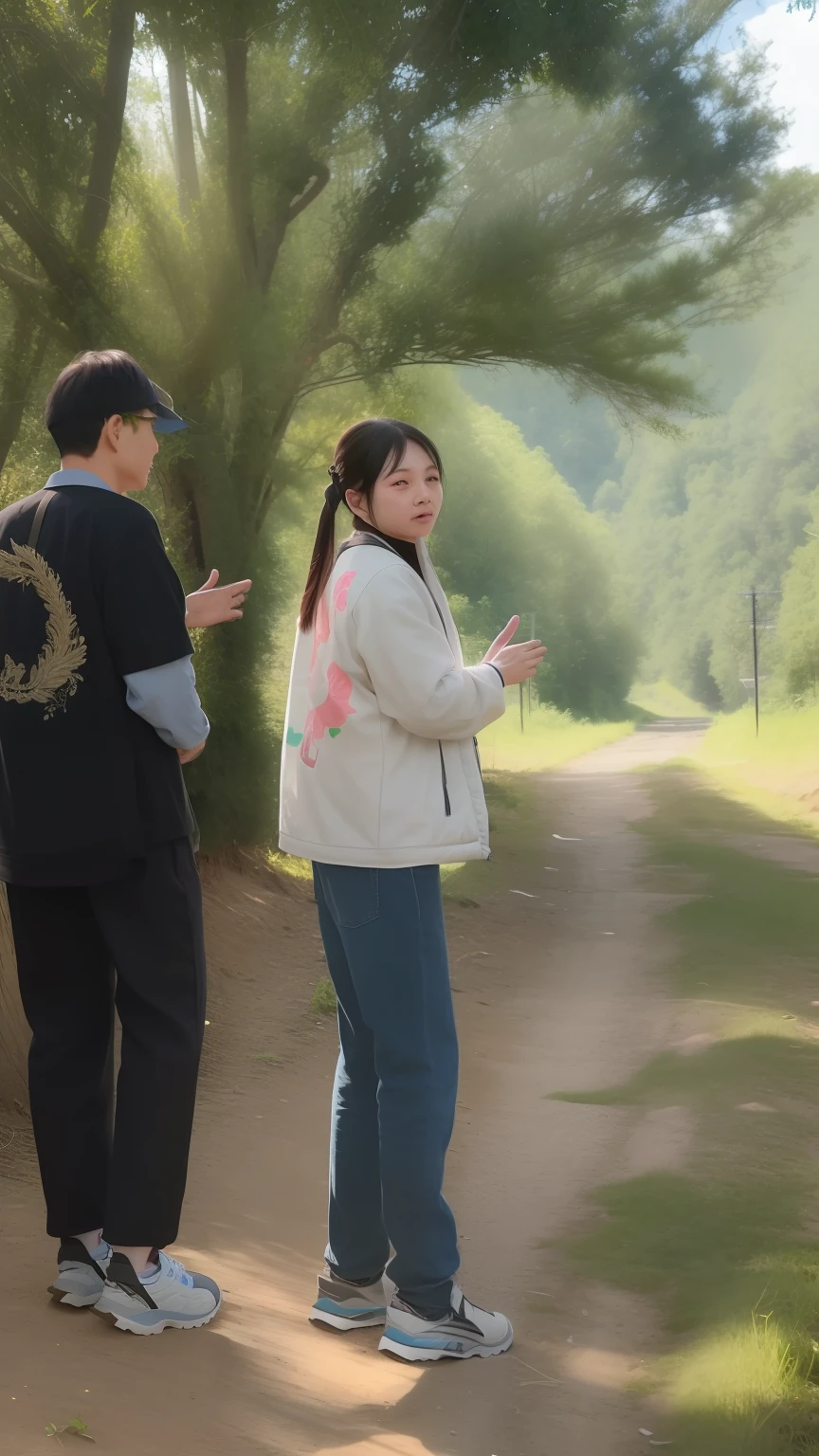 Two people stood on the dirt road and spoke, Ruan Jia and Fenghua Zhong, xintong chen, Qiu Fang, xue han, xiaofan zhang, Chen Zezhou, Li Zixin, mingchen shen, Wu Liu, wei wang, Leng Jun, song nan li, xiaolong wang, Zhang Pengzhen