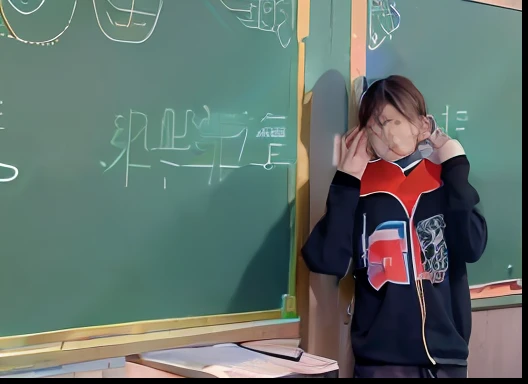 The Arafed boy wrote Chinese in front of the blackboard, Yan, Cai Xukun, Student, yanjun cheng, inspired by Zhang Zongcang, inspired by Li Shixing, jinyiwei, wenjun lin, Teacher, Li Zixin, zmonzheng, yihao ren, drak, bian luan
