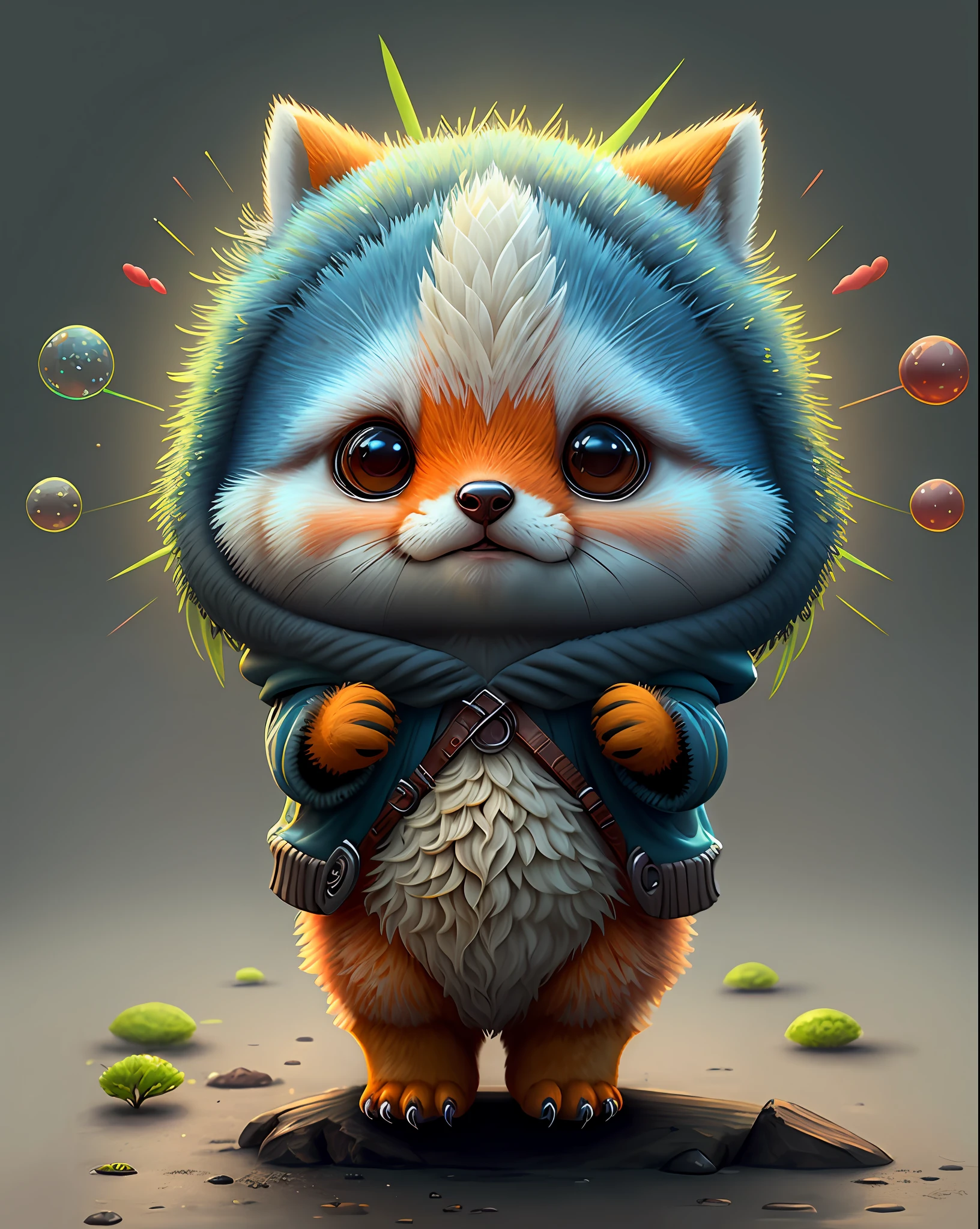 "Create cute creature masterpieces with inspired ultra-detailed concept art. Unleash your inner Cu73Cre4ture programmer with stable spreading power、Let your imagination come alive", (foxes), high detailing, in 8K、Top image quality