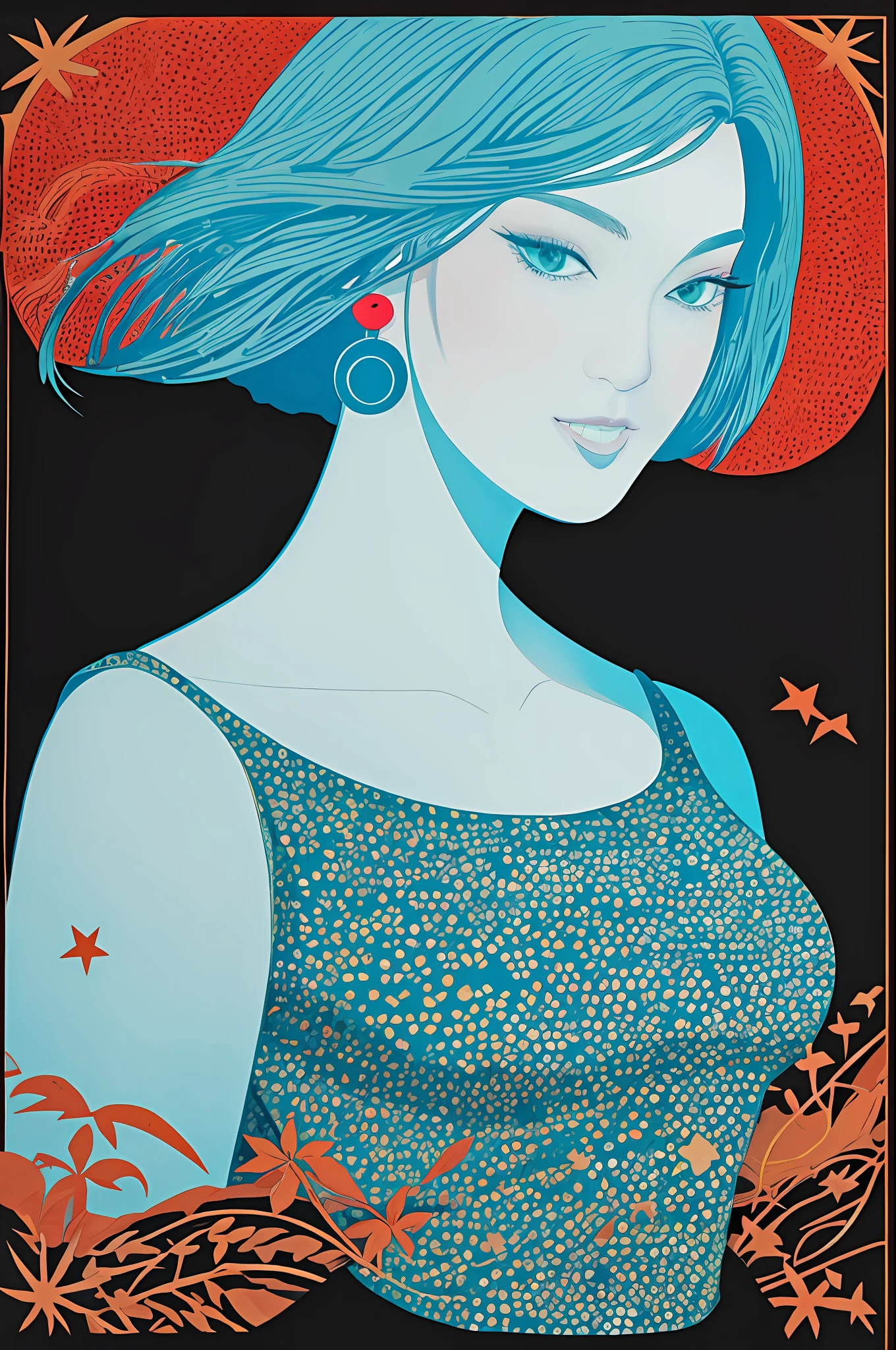 1girl in, Vector art, flat-colors, pop-art, bob cuts, Full body, lofi color, (Hiperov), (masutepiece,Best Quality:1.5)